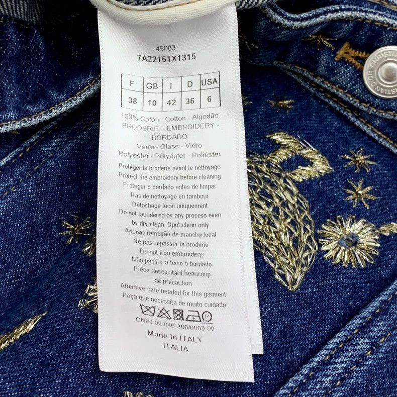 Dior Dior Dark blue floral embroidered cotton lapel single-brea Size XS / US 0-2 / IT 36-38 - 6 Thumbnail