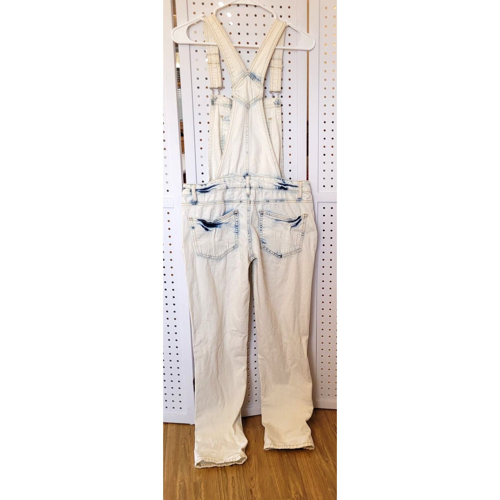 Mossimo Mossimo Women's Distressed Denim Overalls Acid Wash XS TP Size 26" / US 2 / IT 38 - 2 Thumbnail