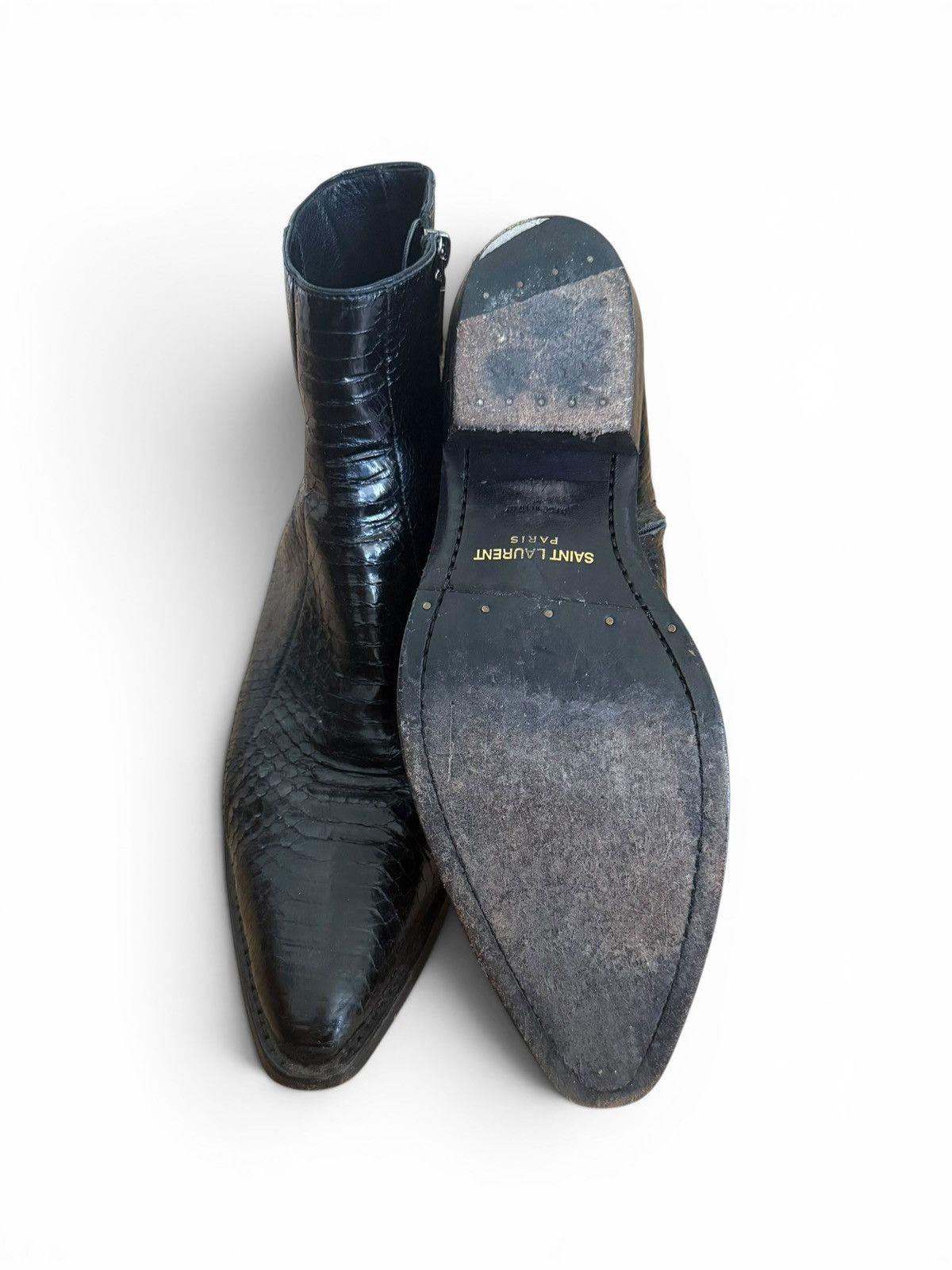 Saint Laurent Paris Saint Laurent Lukas Genuine Python Skin Ankle Boots Size US 11 / EU 44 - 5 Thumbnail