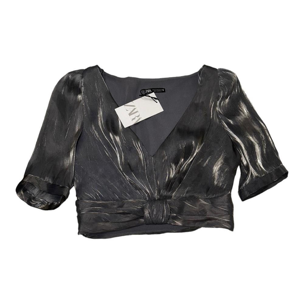 Zara Zara l NWT Metallic Effect Crop Top Medium Size M / US 6-8 / IT 42-44 - 2 Thumbnail