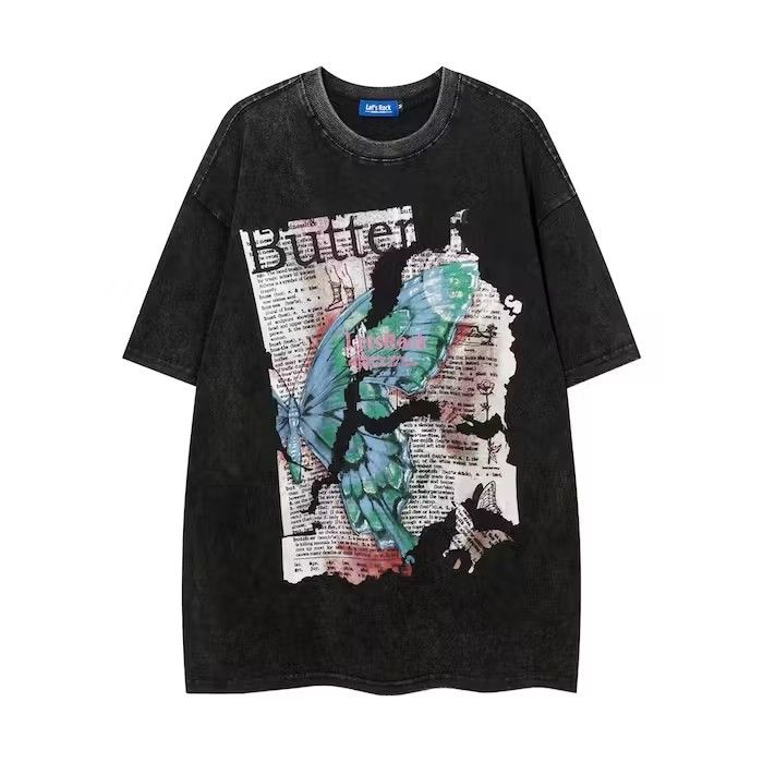 image of Vintage Patchwork Graphic T Shirt in Black, Men's (Size Large)