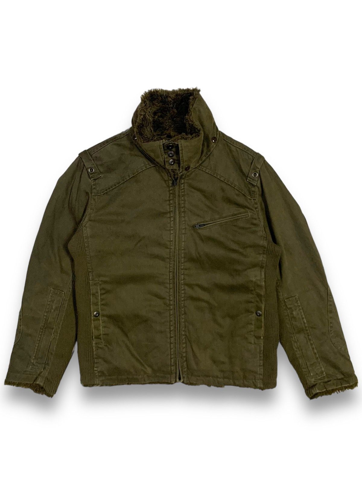 14th Addiction Vintage Chevignon Canvas Sherpa Fur Lined Punk Style Jacket Size US L / EU 52-54 / 3 - 2 Thumbnail