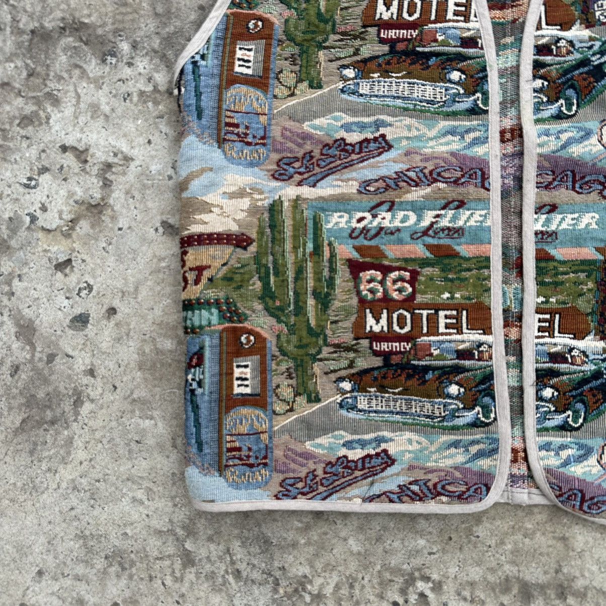 If Six Was Nine × Japanese Brand Vintage Tapestry Vest Rout 66 Hand Made Custom Moto Size US L / EU 52-54 / 3 - 3 Thumbnail