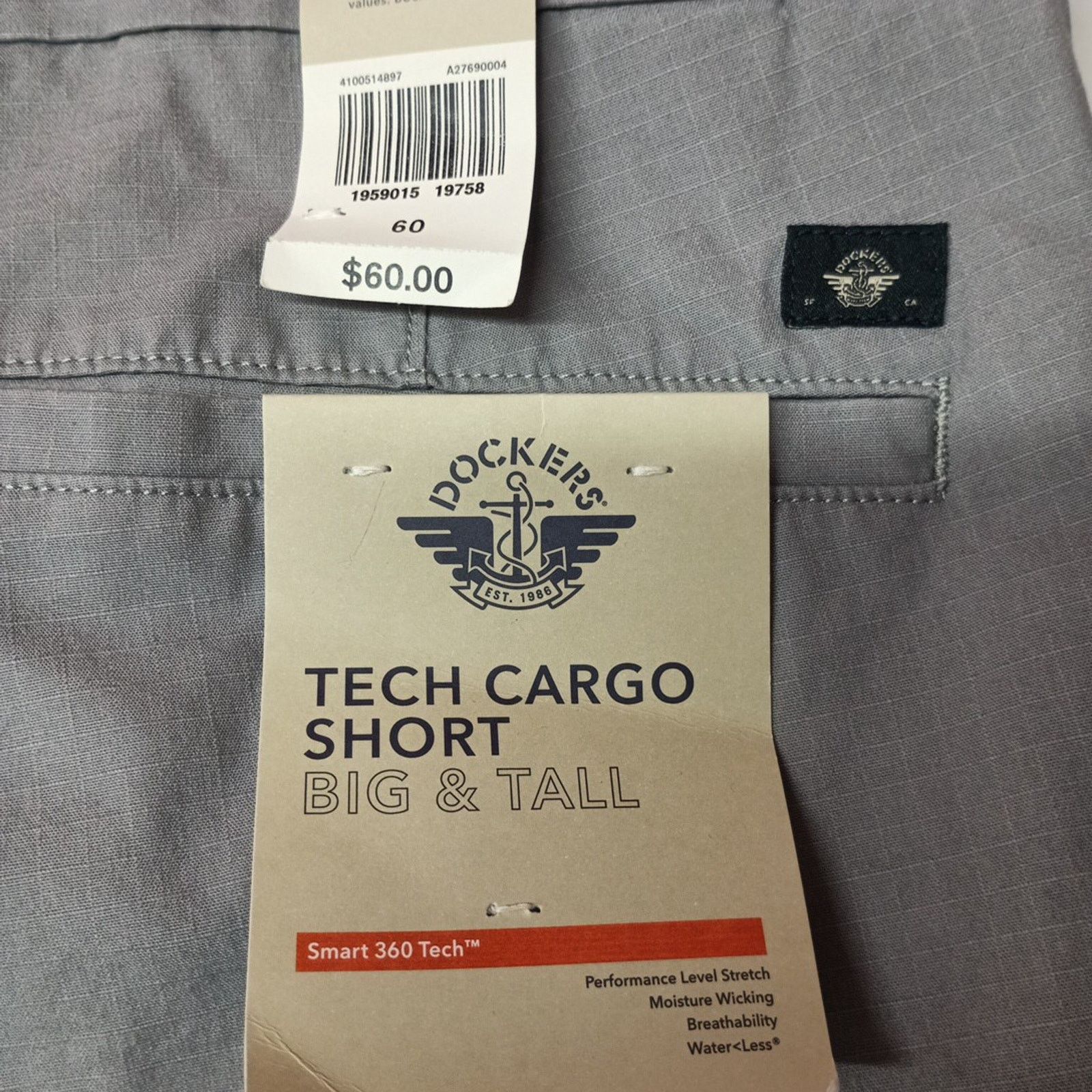 Dockers Dockers Tech Cargo Shorts Men's 60 Big & Tall Gray Size US 44 / EU 60 - 7 Thumbnail