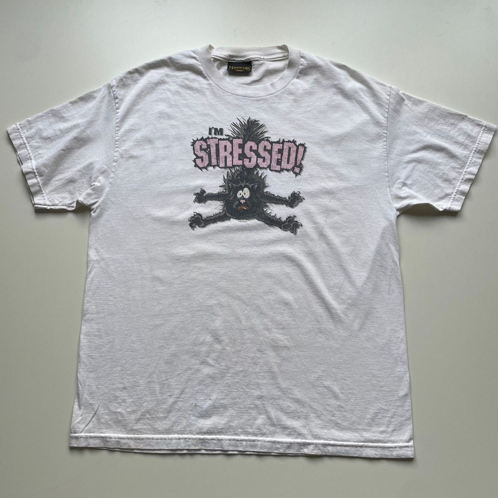 Vintage Y2K I’m Stressed Cat Animal Art Funny T Shirt XL
