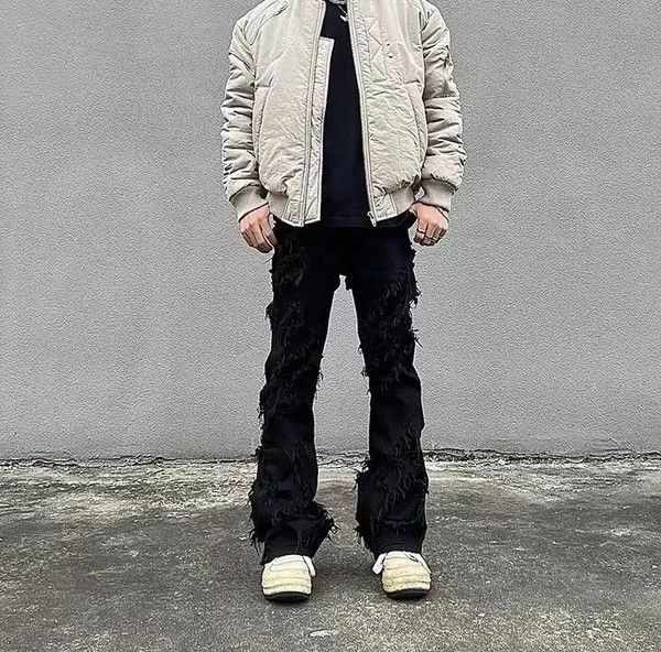 Japanese Brand × Jean High street black raw edge ripped jeans Size US 32 / EU 48 - 3 Thumbnail