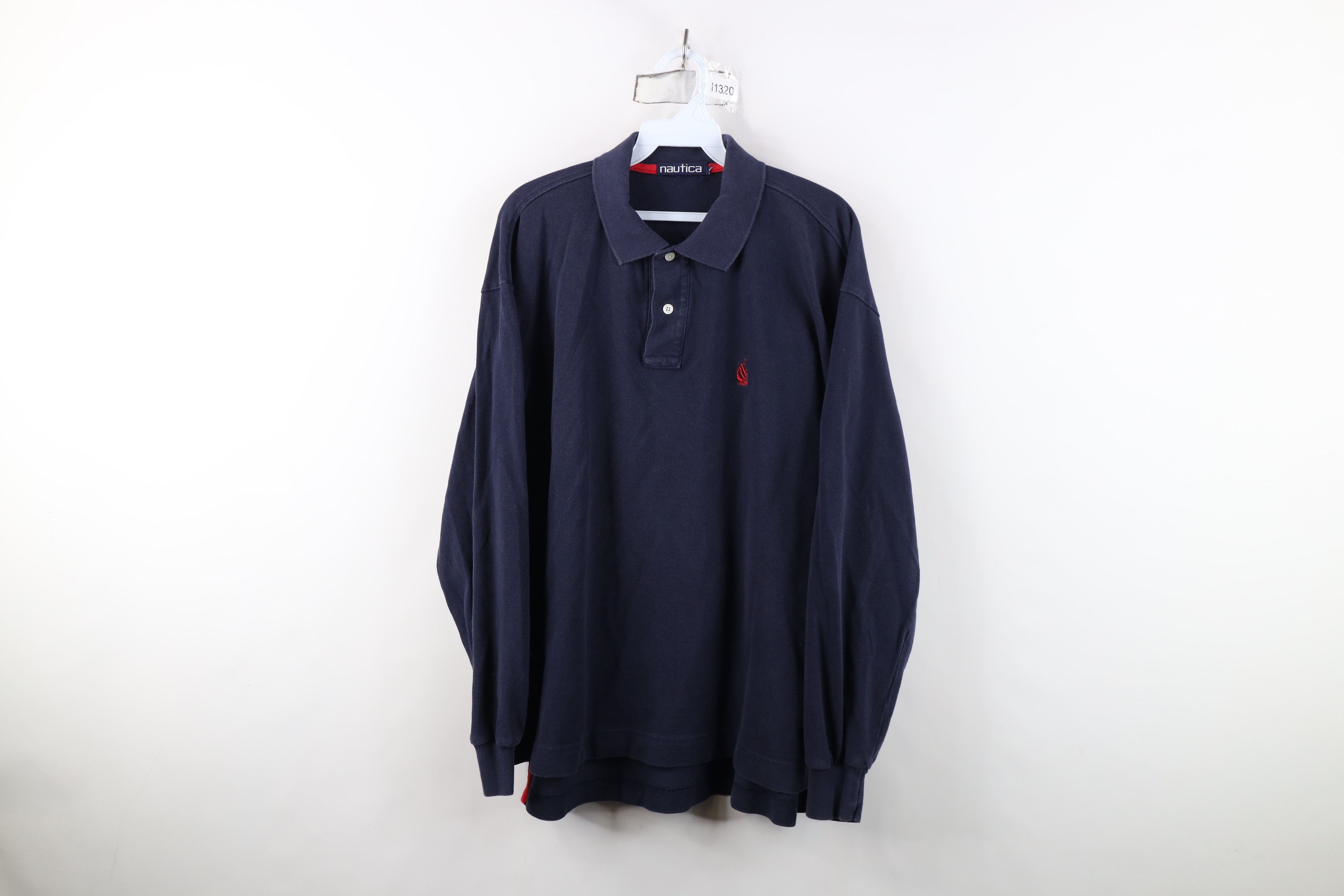 Nautica Vintage 90s Nautica Long Sleeve Rugby Polo Shirt Blue Size US L / EU 52-54 / 3 - 1 Thumbnail