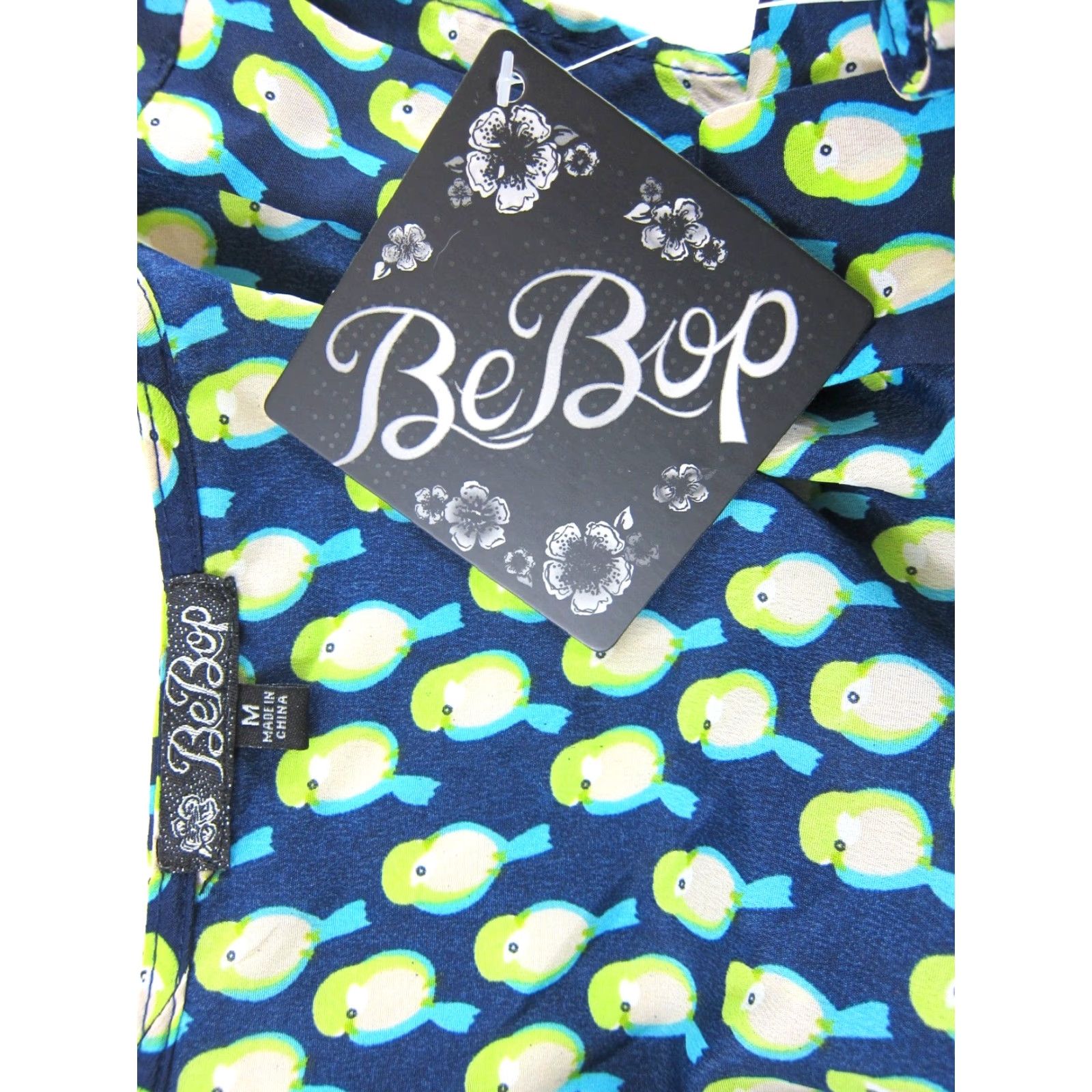 Vintage BeBop NWT Blue Green Bird Sleeveless V-Neck Pocket Tunic Dress M Size M / US 6-8 / IT 42-44 - 3 Thumbnail