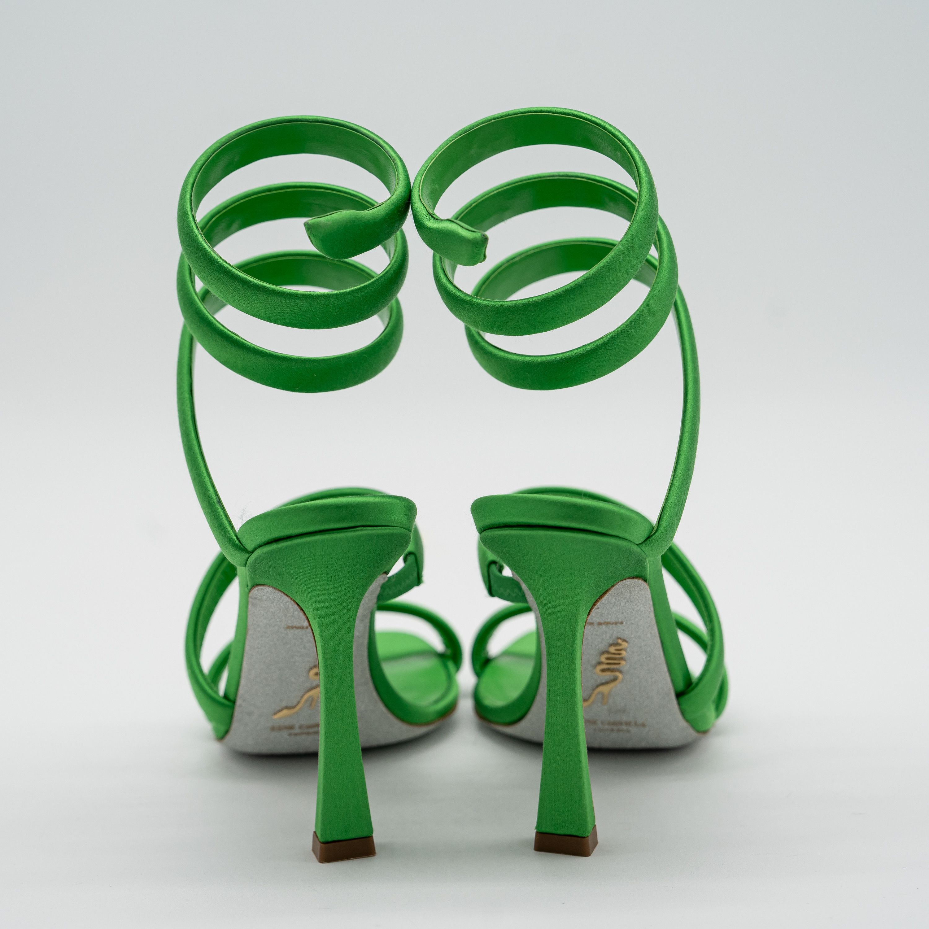 Rene Caovilla 37.5 7.5 US Rene Caovilla Cleo Green Sandals Heels 105 Satin Size US 7.5 / IT 37.5 - 4 Thumbnail