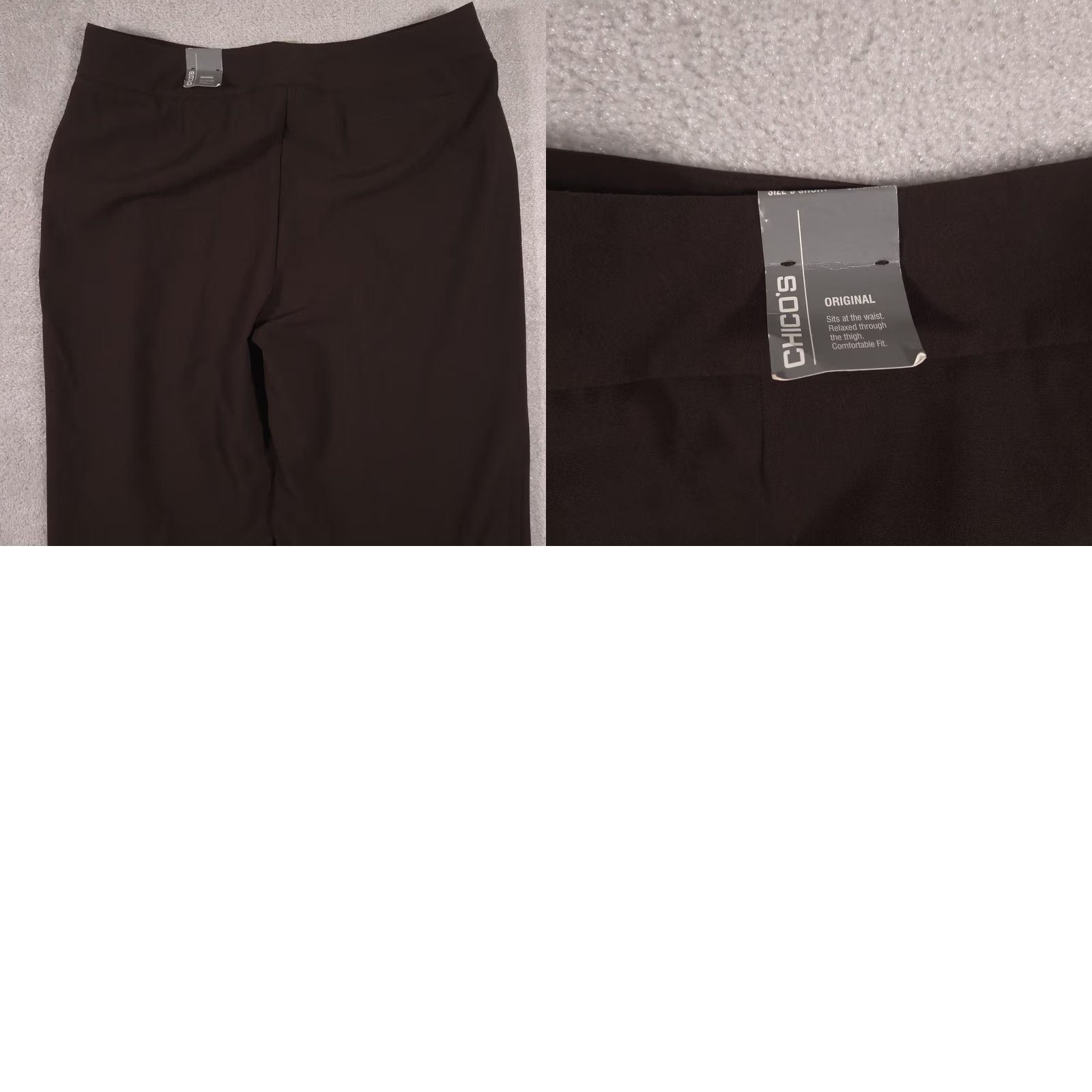 Vintage Chico's Dress Pants Womens 3 Short Brown Twill Stretch Relaxed Crop Flat Front Zip Hem Pockets Womens 3 Short Brown Size 26" / US 2 / IT 38 - 9 Thumbnail