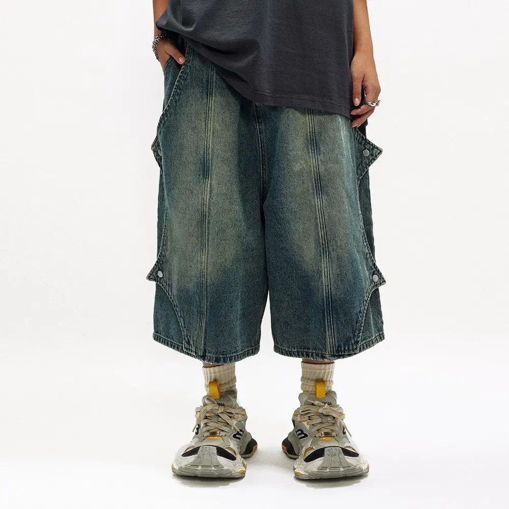 Japanese Brand × Jean Baggy Chunky Denim Shorts, Loose Shorts Size US 34 / EU 50 - 3 Thumbnail
