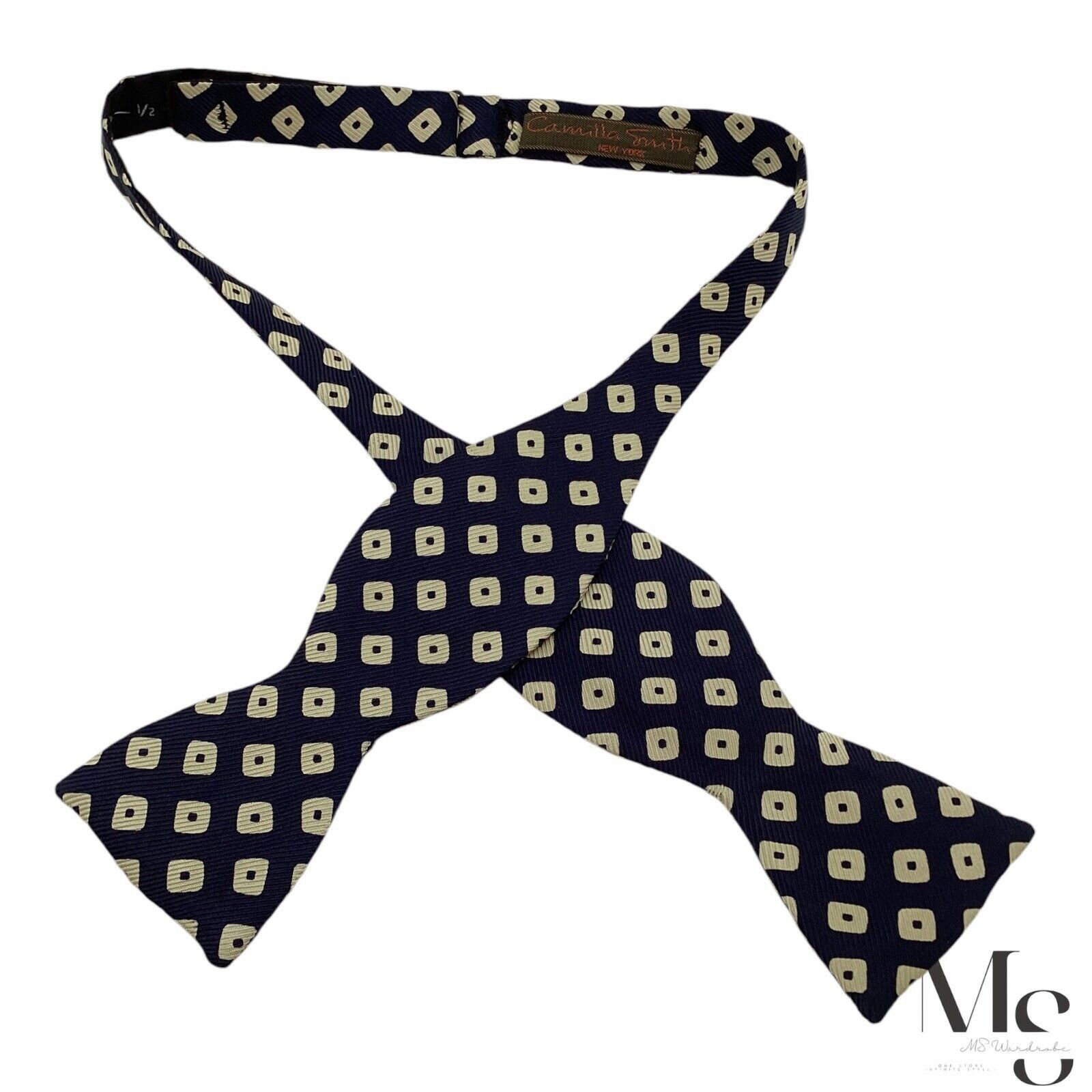 Other CAMILLA SMITH Navy Blue Geometric Adjustable Self Bow Tie Si Size ONE SIZE - 1 Thumbnail