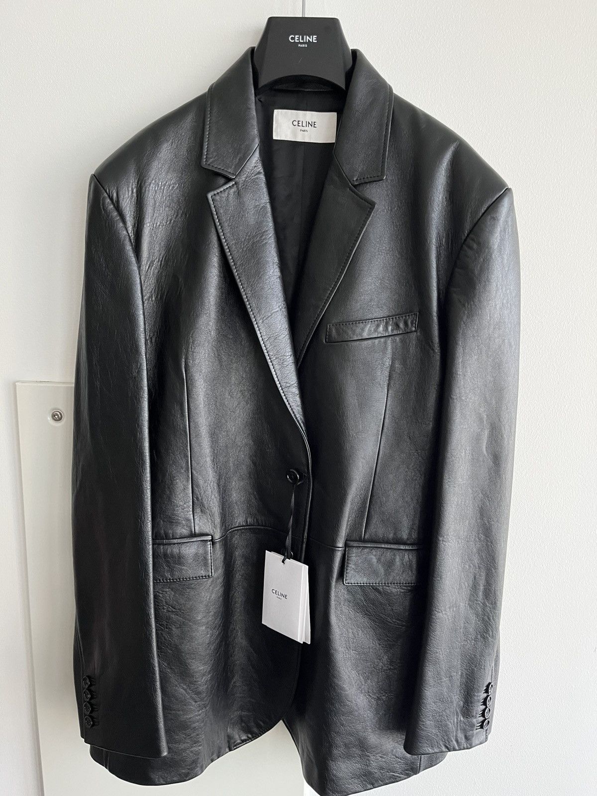 Celine × Hedi Slimane $6k Value Celine Paris Leather Blazer by Hedi Slimane Size 54R - 19 Thumbnail
