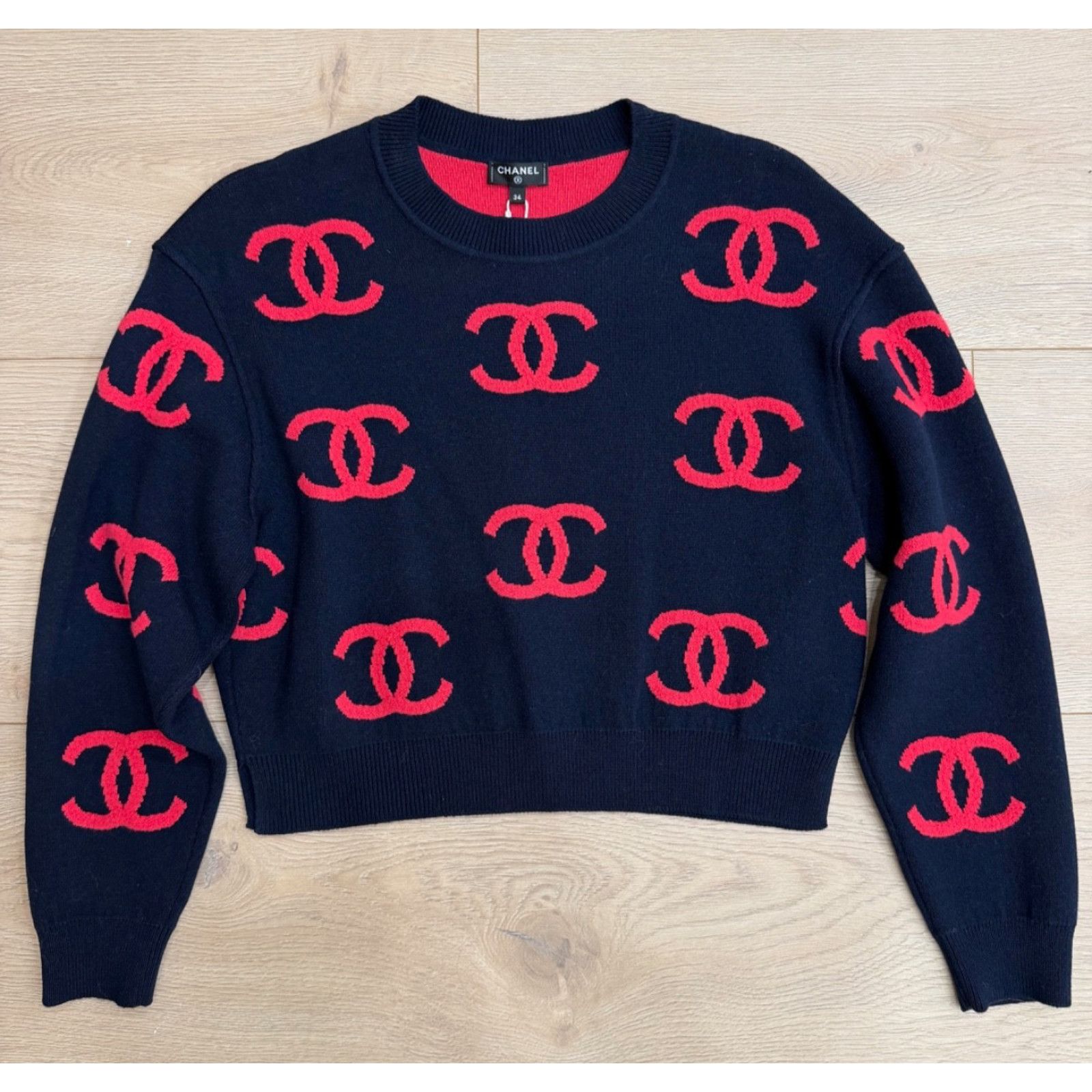 Chanel Chanel 21P Navy Pink CC Logo Cashmere Jumper Sweater 34 Size XS / US 0-2 / IT 36-38 - 4 Thumbnail