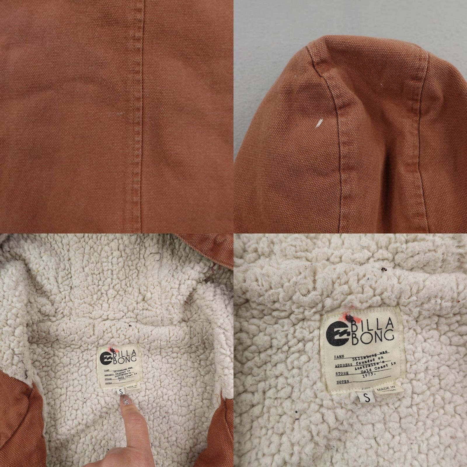 Billabong Billabong Jacket Womens Small Brown Canvas Sherpa Lined Parka Zip Up Cotton Barn Coat Size S / US 4 / IT 40 - 9 Thumbnail