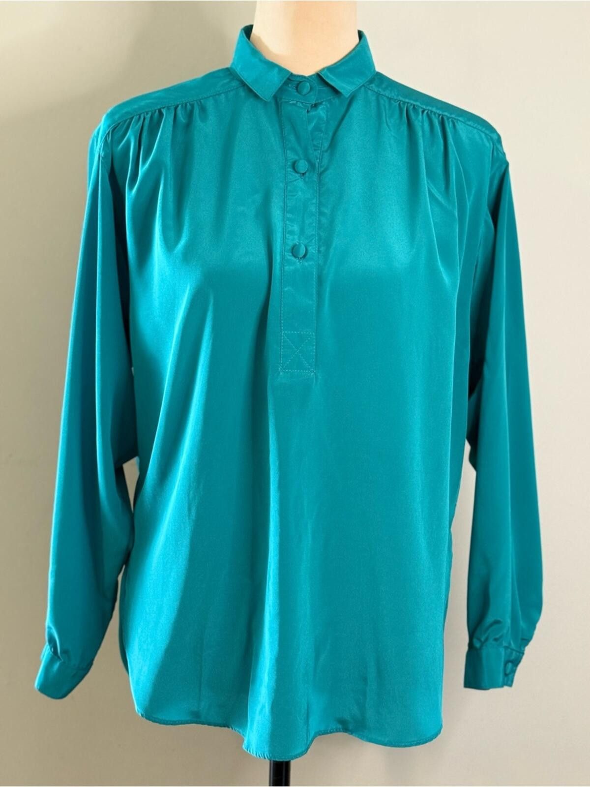 Other Doncaster vintage teal 3/4 button up top long sleeves SZ 4 Size S / US 4 / IT 40 - 1 Thumbnail