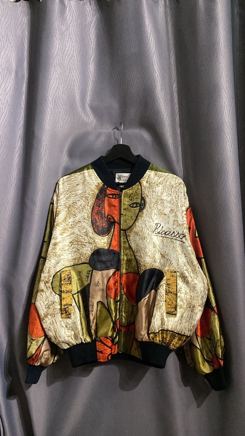 Vintage 🔥OFFER🔥VINTAGE PICASSO AOP ART SATIN BOMBER JCKT KOREA LARGE Size US L / EU 52-54 / 3 - 1 Thumbnail