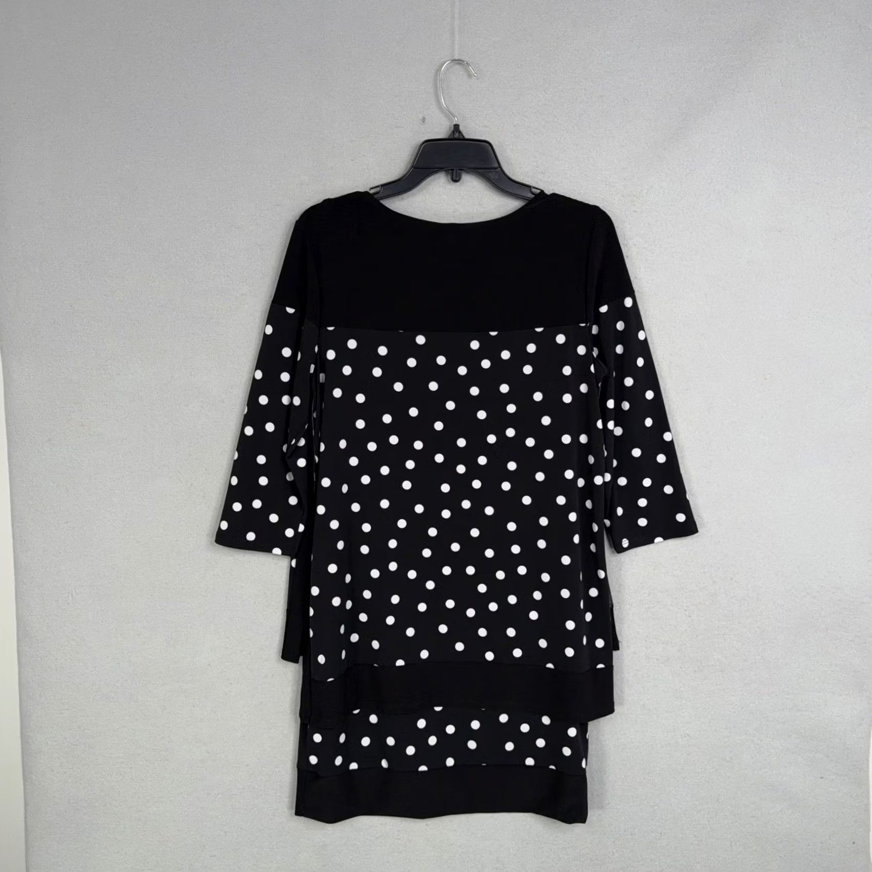 Vintage VINTAGE? Frank Lyman Dress Womens 10 Black Polka Dot Layered Asymmetrical Career Chic Size L / US 10 / IT 46 - 6 Thumbnail