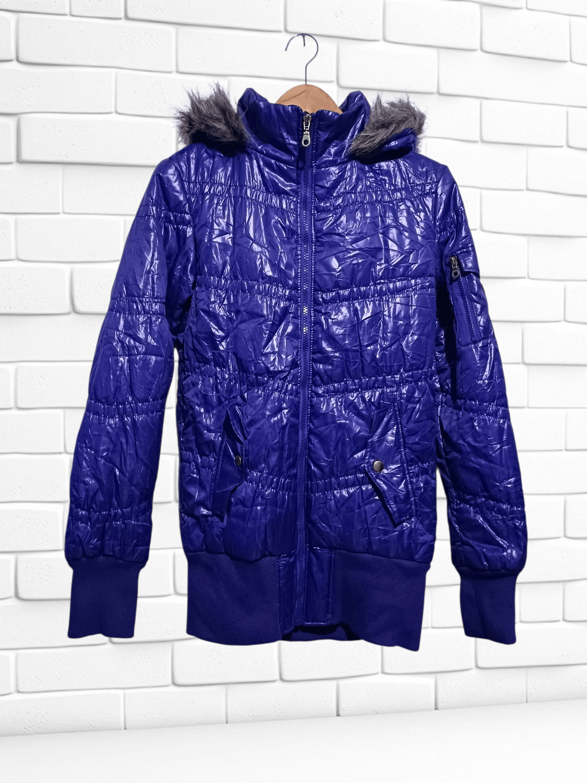 Japanese Brand Japanese Brand Fur Hoodie Puffer Down Jacket Glossy Purple Size M / US 6-8 / IT 42-44 - 1 Thumbnail