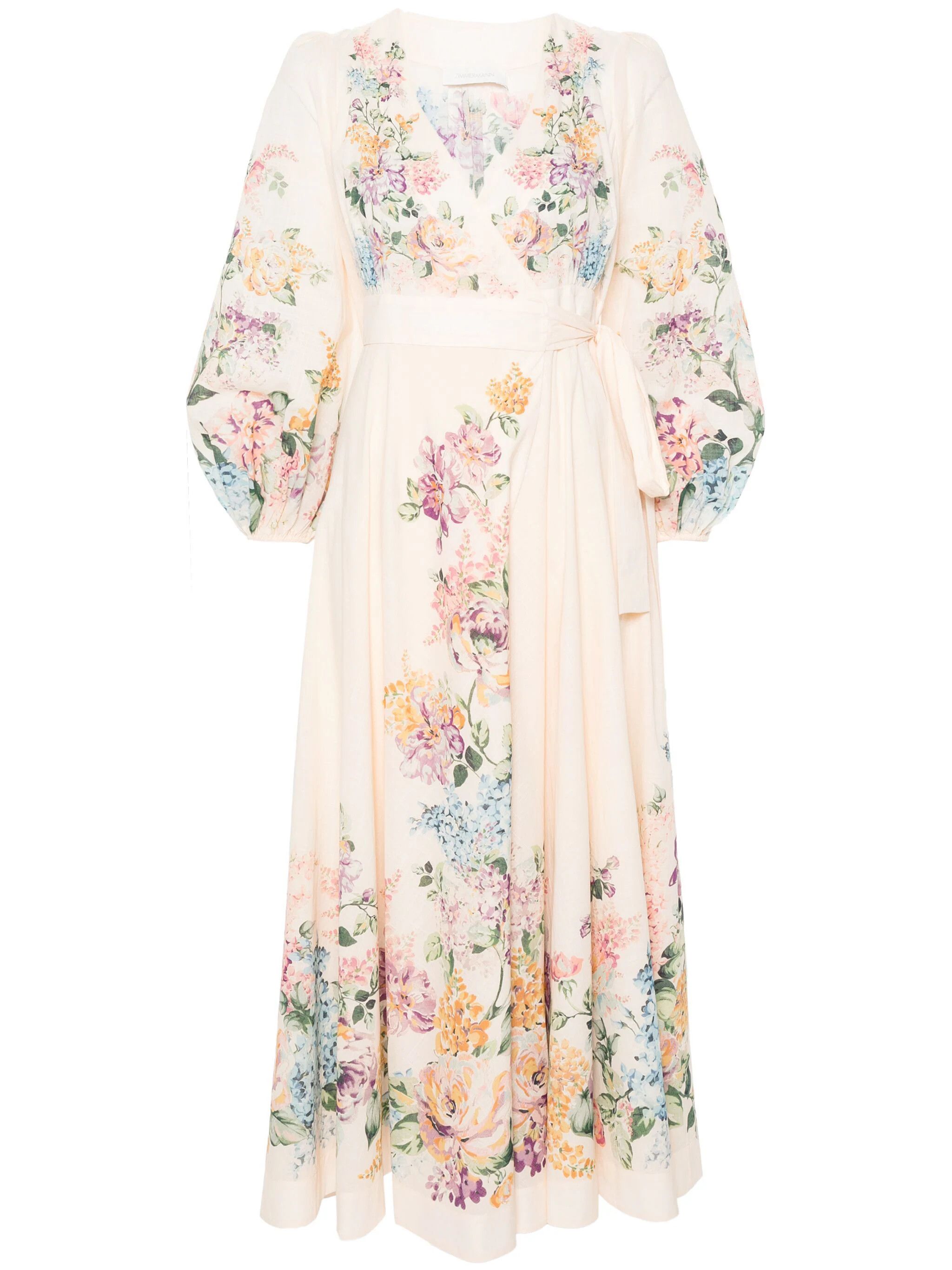 Zimmermann o1s22i1n1024 Halliday Midi Wrap Dress in Multicolor Size S / US 4 / IT 40 - 1 Thumbnail