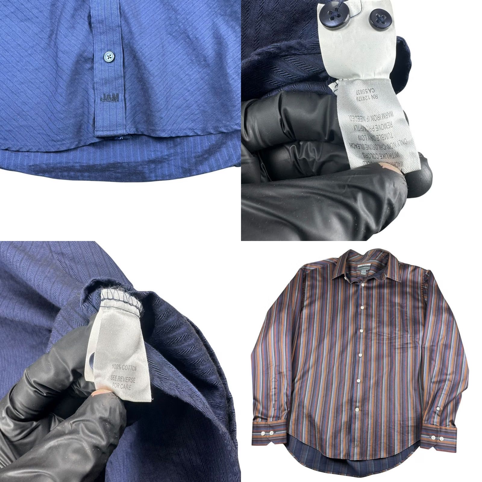 Johnston & Murphy Johnston & Murphy Shirt Men's Large Gingham Button Down Tailored Fit Flip Cuff Size US L / EU 52-54 / 3 - 8 Thumbnail