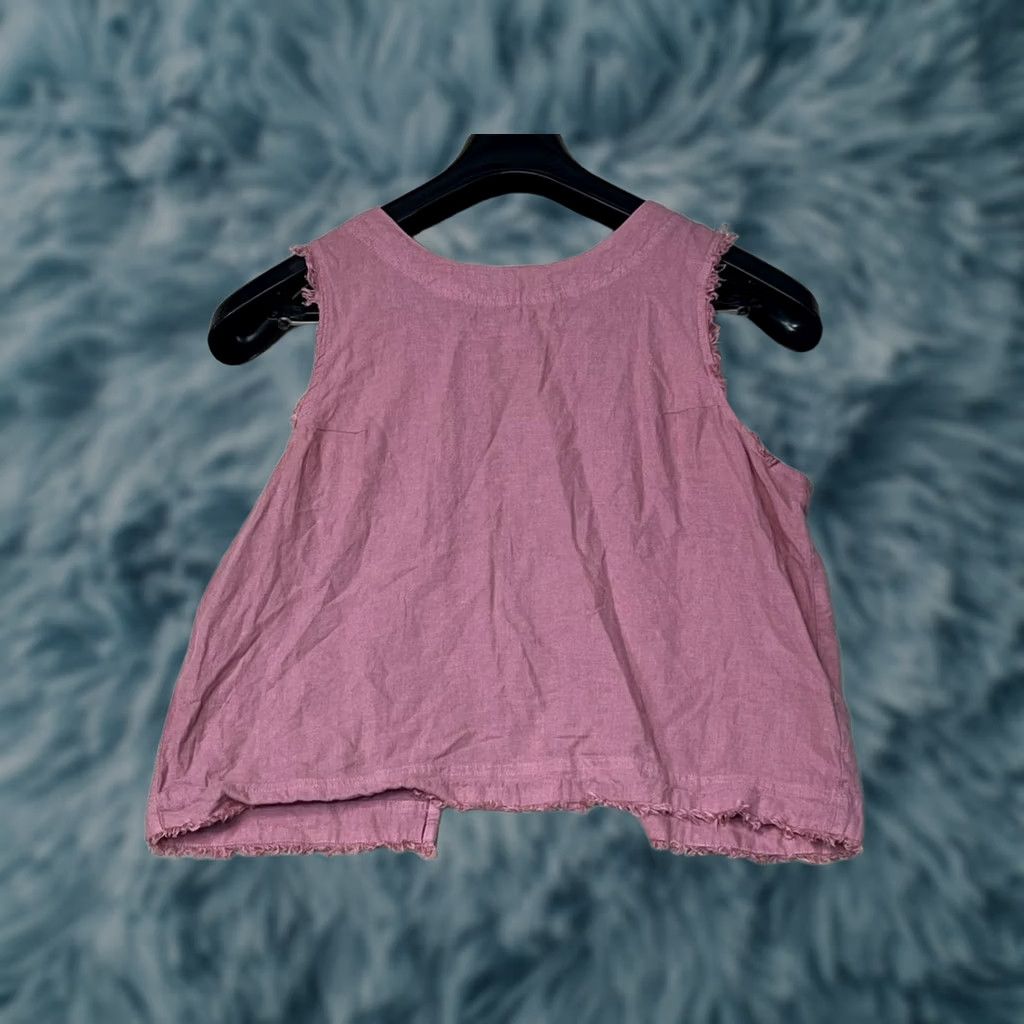 Pinko Luxe Apothetique Tank Women S Pink Sleeveless Cropped Linen Blend Round Neck Casual Party Workwear Travel Size S / US 4 / IT 40 - 1 Thumbnail