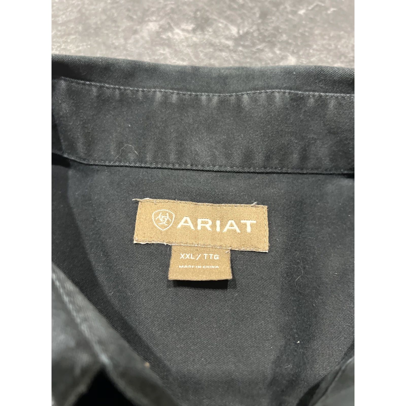 Ariat Ariat Shirt Button-Up Long Sleeve 2XL Black Mens Cotton 100% Button-Down Collared Chest Pocket Vintage No Size 48R - 7 Thumbnail