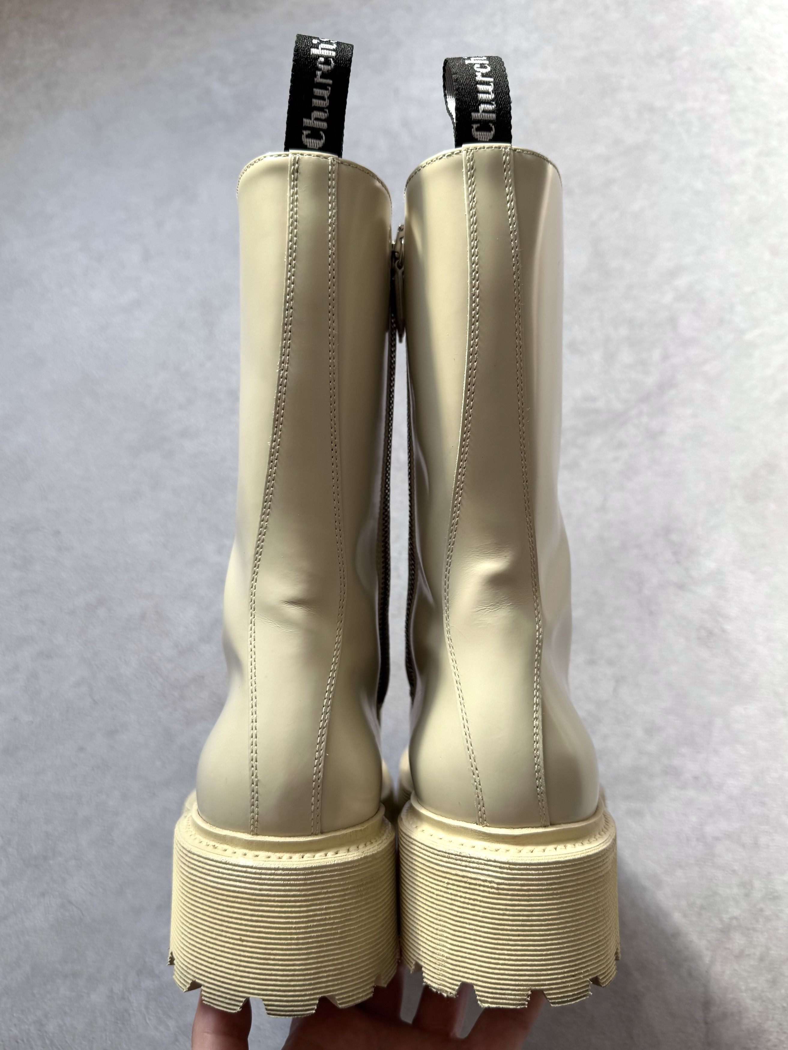 Church's Church's Gwyneth Leather Ankle Combat Boots Beige Size US 10 / IT 40 - 10 Thumbnail