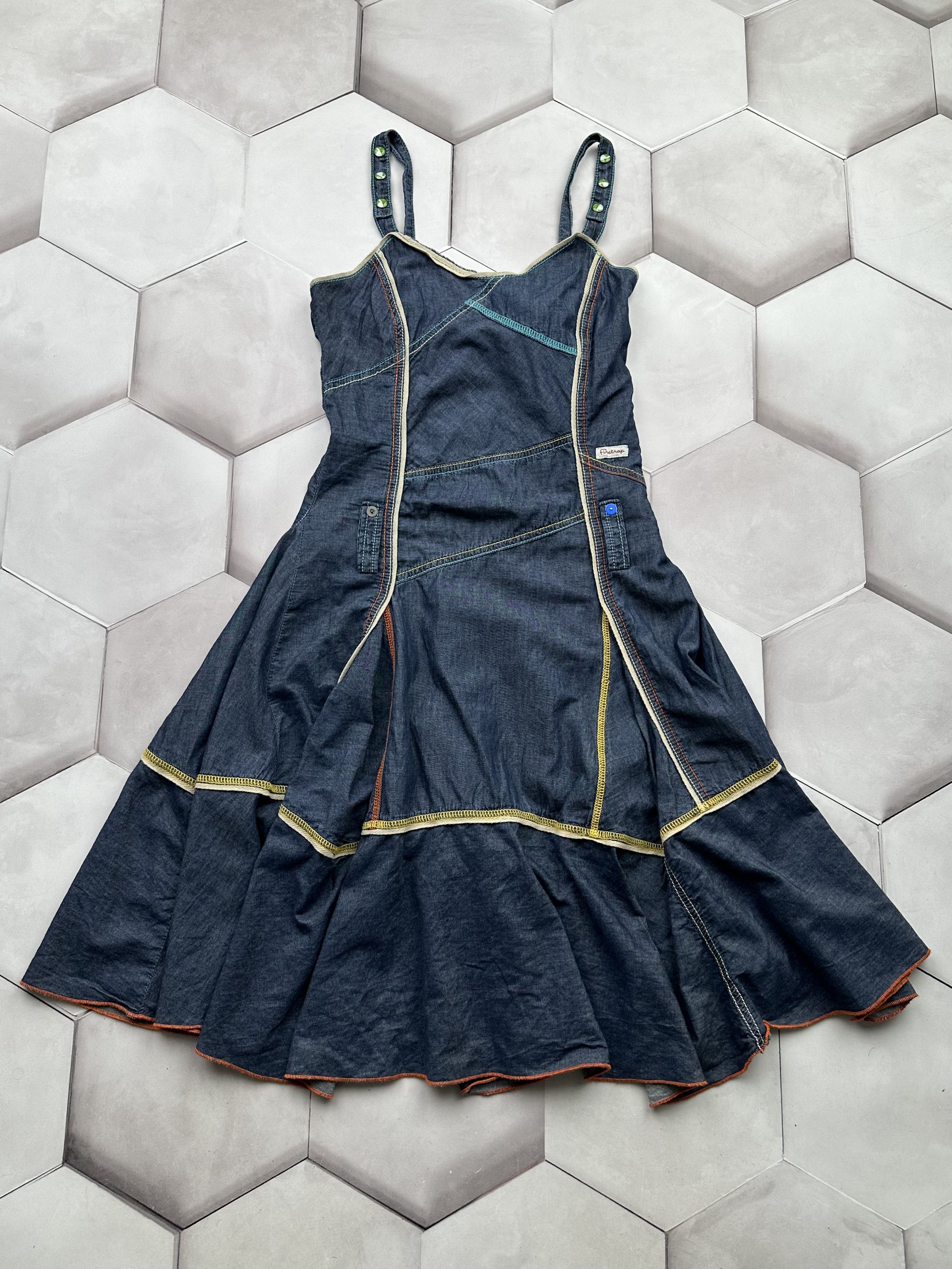 image of Avant Garde x Vintage Flare Denim Dress in Blue, Women's (Size Small)