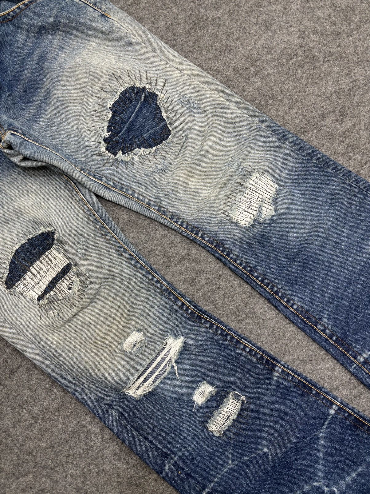 Seditionaries 💥Sick Super Flare Patchwork💥Icom Distressed Denim F596 Size US 34 / EU 50 - 11 Thumbnail