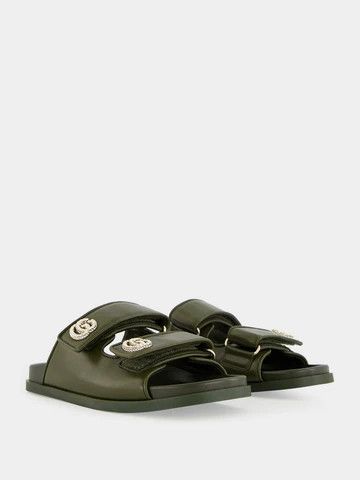 Gucci o1loc1c0326 816633 Women's Sandals With Crystal Double G Size US 8.5 / IT 38.5 - 3 Thumbnail