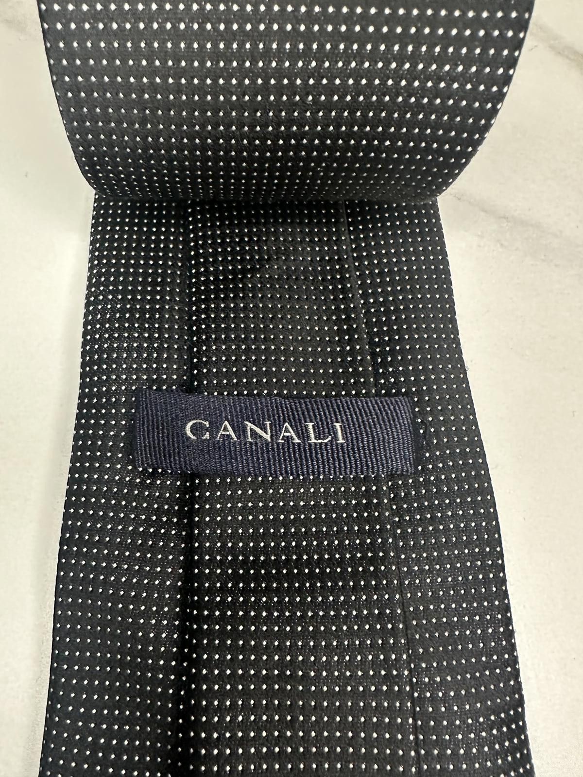 Canali Canali 100% silk black and white polka-dot necktie Size ONE SIZE - 2 Thumbnail