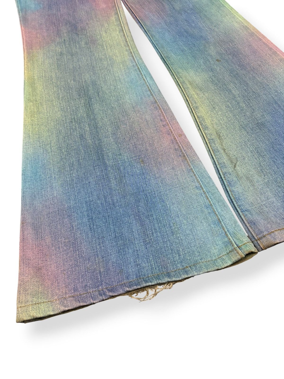 Wrangler Vintage Y2K Wrangler Rainbow Tie Dye Flare Bell Bottom Jeans Size 26" / US 2 / IT 38 - 6 Thumbnail