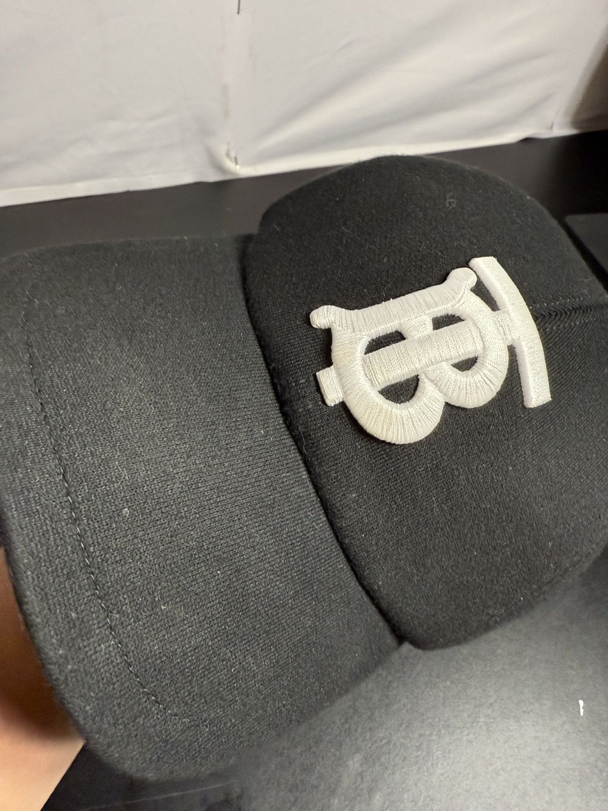 Burberry Authentic Burberry Monogram Motif Cap Cotton Large Black Size 46 - 7 Thumbnail
