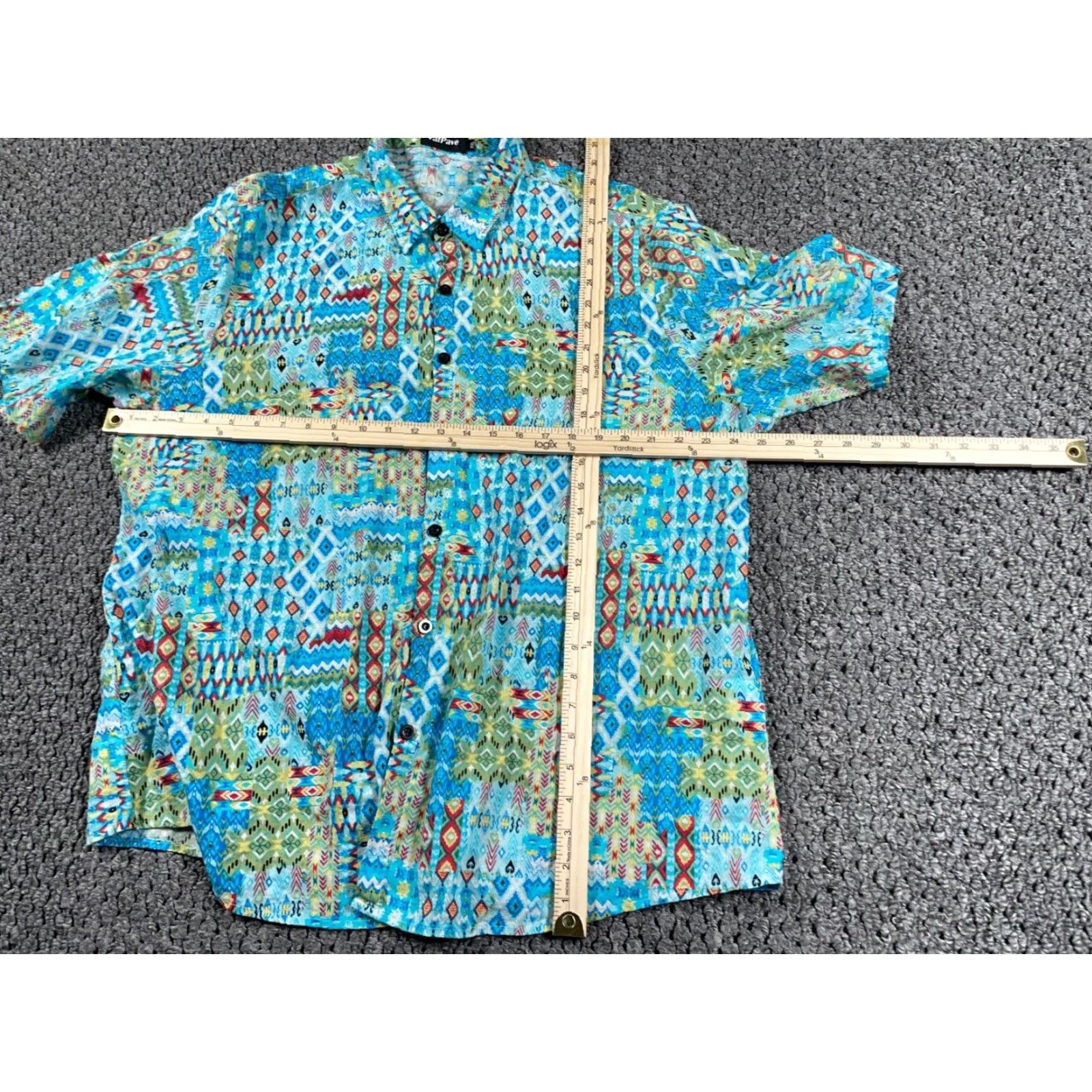 Vintage VINTAGE Geometric Shirt Adult 2XL Blue Aztec Southwestern Button-Down Collared Cotton-Viscose Regular Mens 90s Retro Bohemian Size US XXL / EU 58 / 5 - 5 Thumbnail