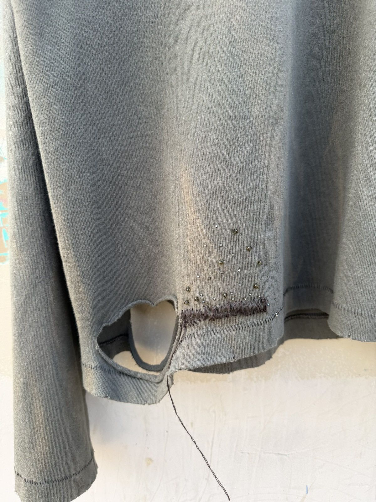 Acne Studios Acne Studios Sage Green Pearlized and Distressed Long Sleeve Size US M / EU 48-50 / 2 - 3 Thumbnail
