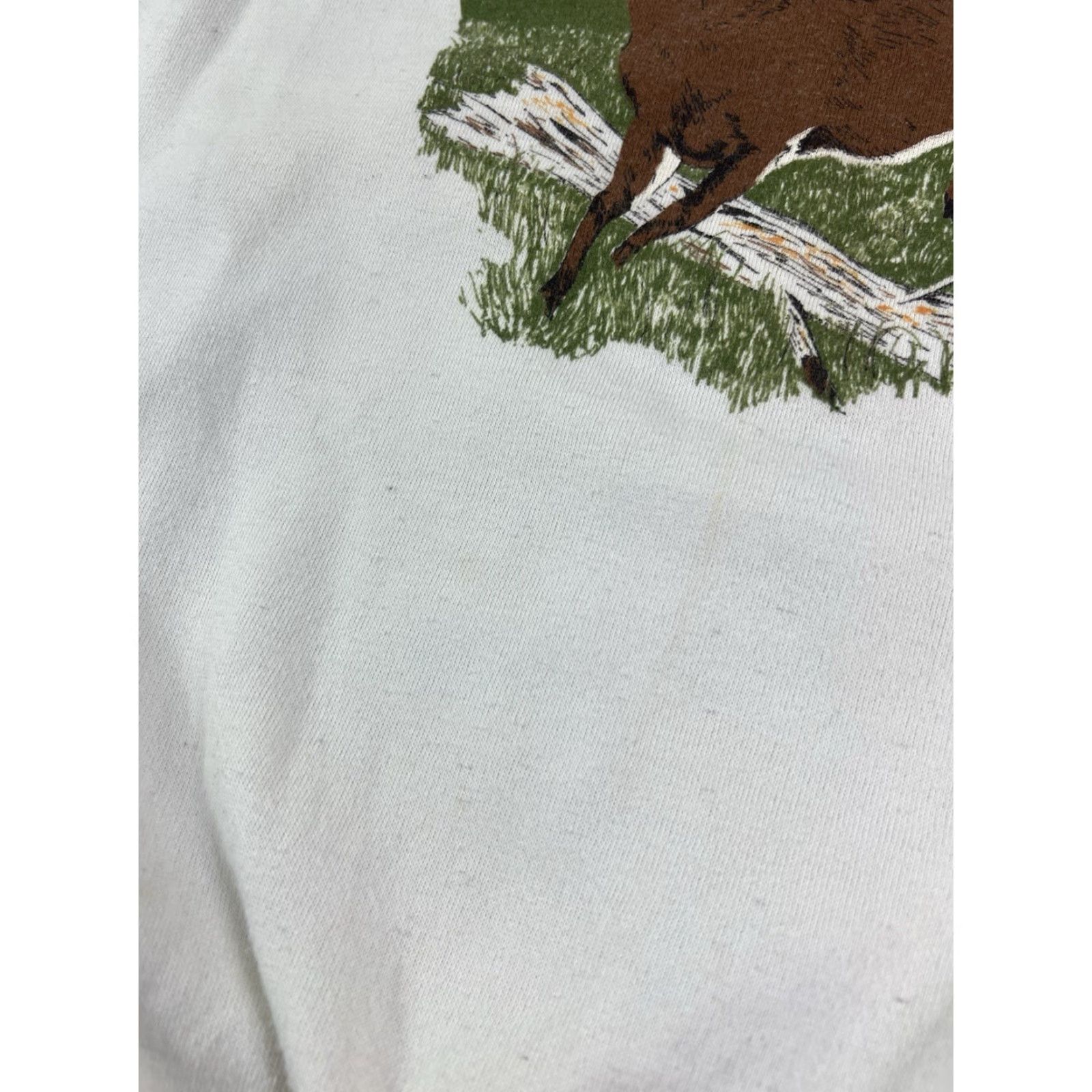 Vintage VINTAGE 80s Hunting Nature Whitetail Deer Pullover Raglan White Sweatshirt XL Mens White Graphic Print Fleece Pullover 80s Theme Size US XL / EU 56 / 4 - 4 Thumbnail