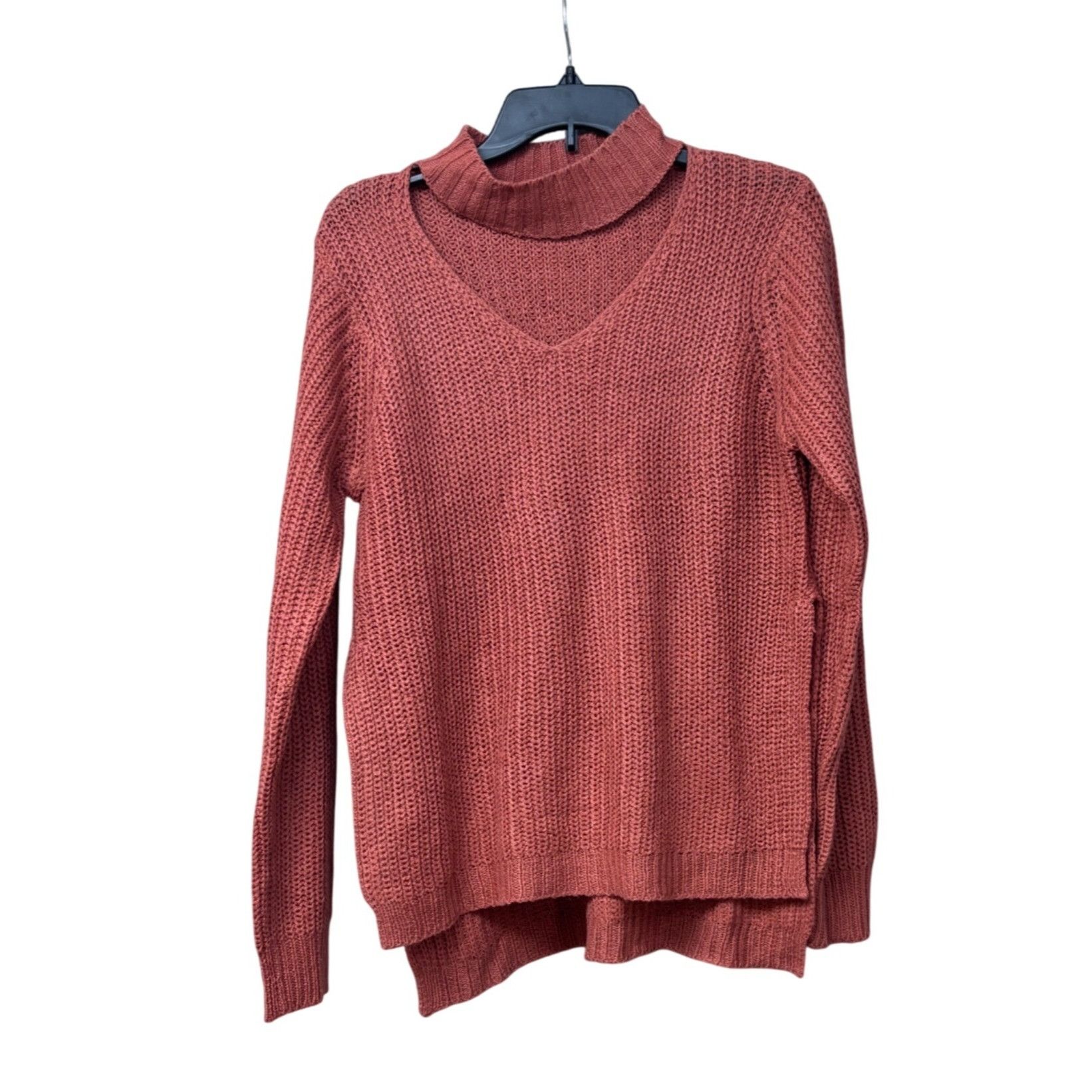 Other Planet Gold Junior’s V-neck chocker Side Slits Sweater, Sz. Size M / US 6-8 / IT 42-44 - 4 Thumbnail