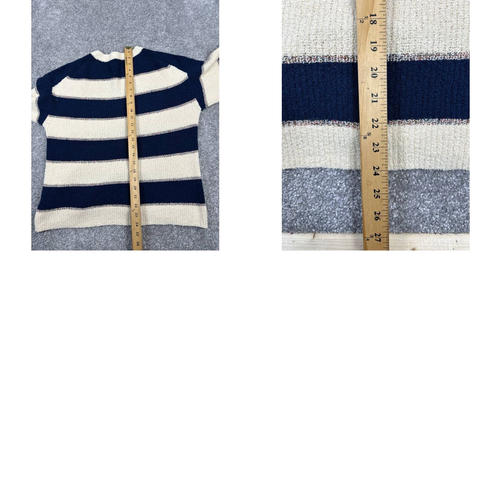 Madewell Madewell Sweater Womens Large Blue Beige Striped Cotton Knit Pullover Casual Size L / US 10 / IT 46 - 8 Thumbnail