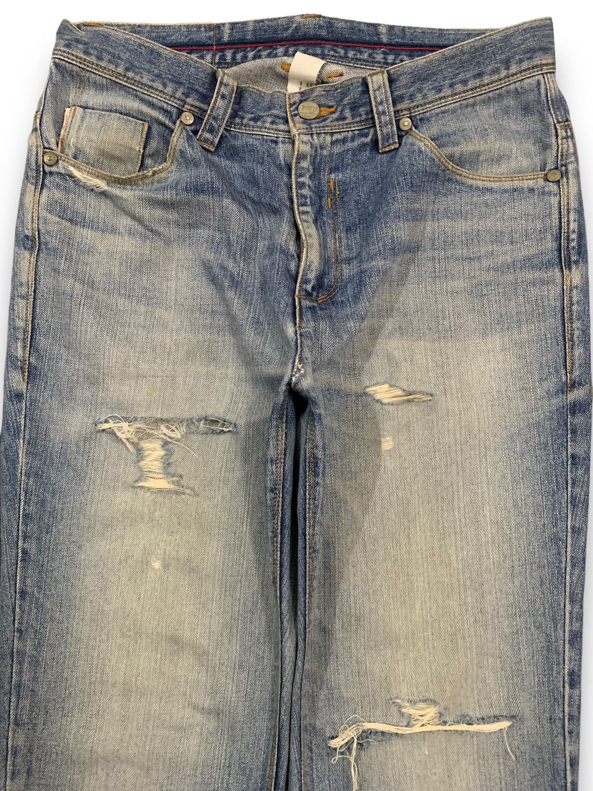 Morgan Homme Vintage Morgan Homme Selvedge Blue Washed Distressed Jeans Size US 30 / EU 46 - 4 Thumbnail