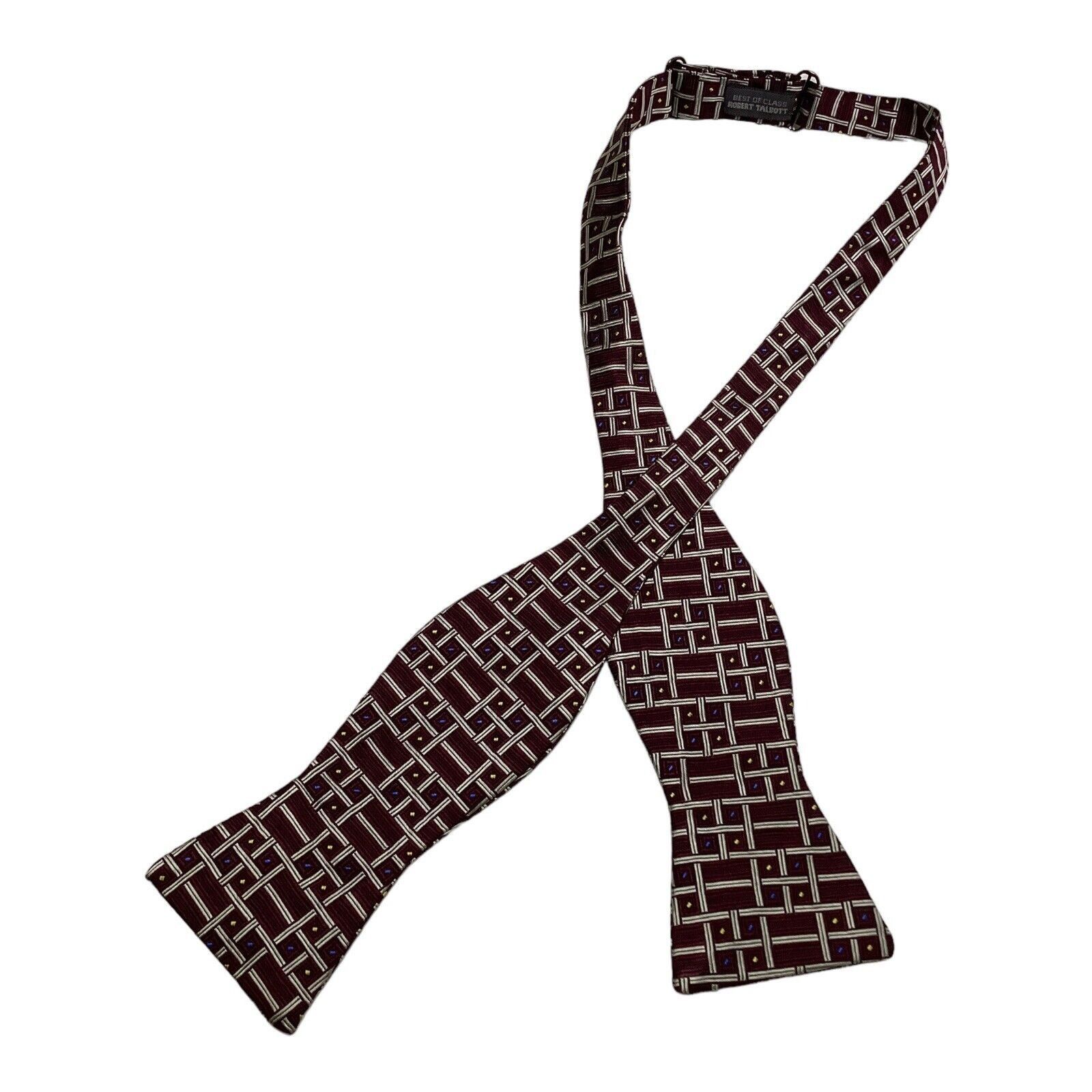 Robert Talbott ROBERT TALBOTT Burgundy Geometric Adjustable Self Bow Tie Si Size ONE SIZE - 2 Thumbnail