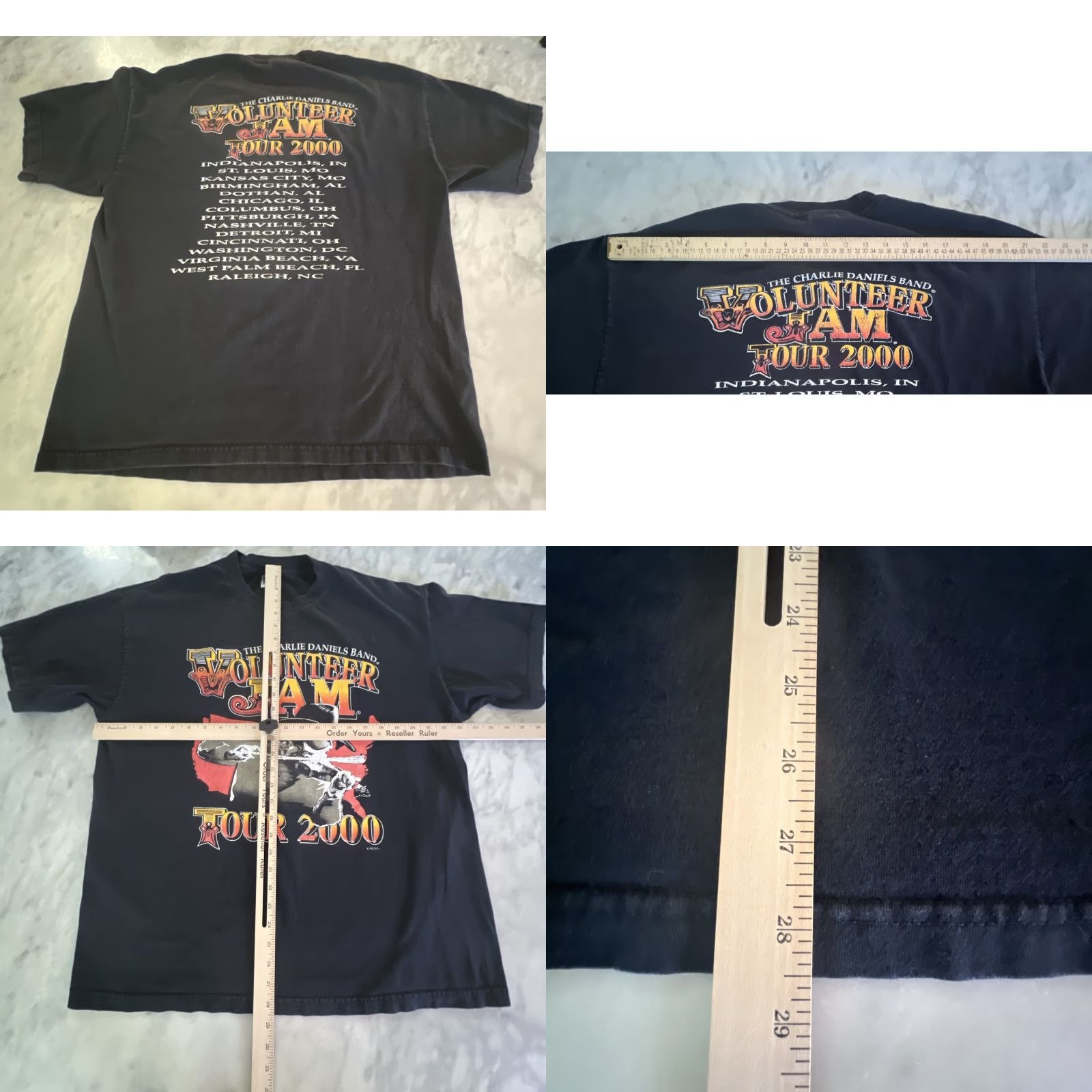 AAA VINTAGE Charlie Daniels Band Tour Shirt Men’s 2XL Short Sleeve Black Graphic Tee Double Sided 2000s Mens Size US XXL / EU 58 / 5 - 8 Thumbnail