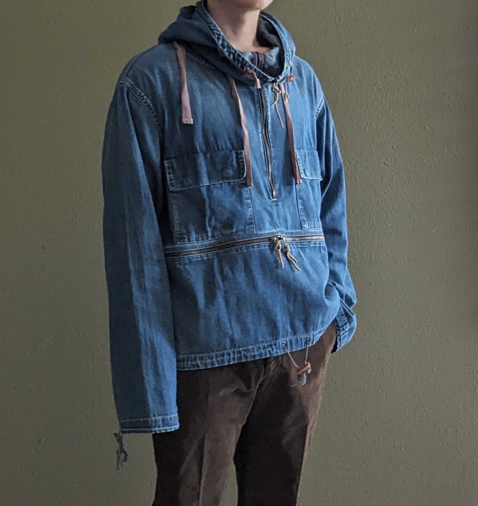 Kapital Chino Cotton Pullover Hooded Boxy Anorak Gunner Smock 1 
