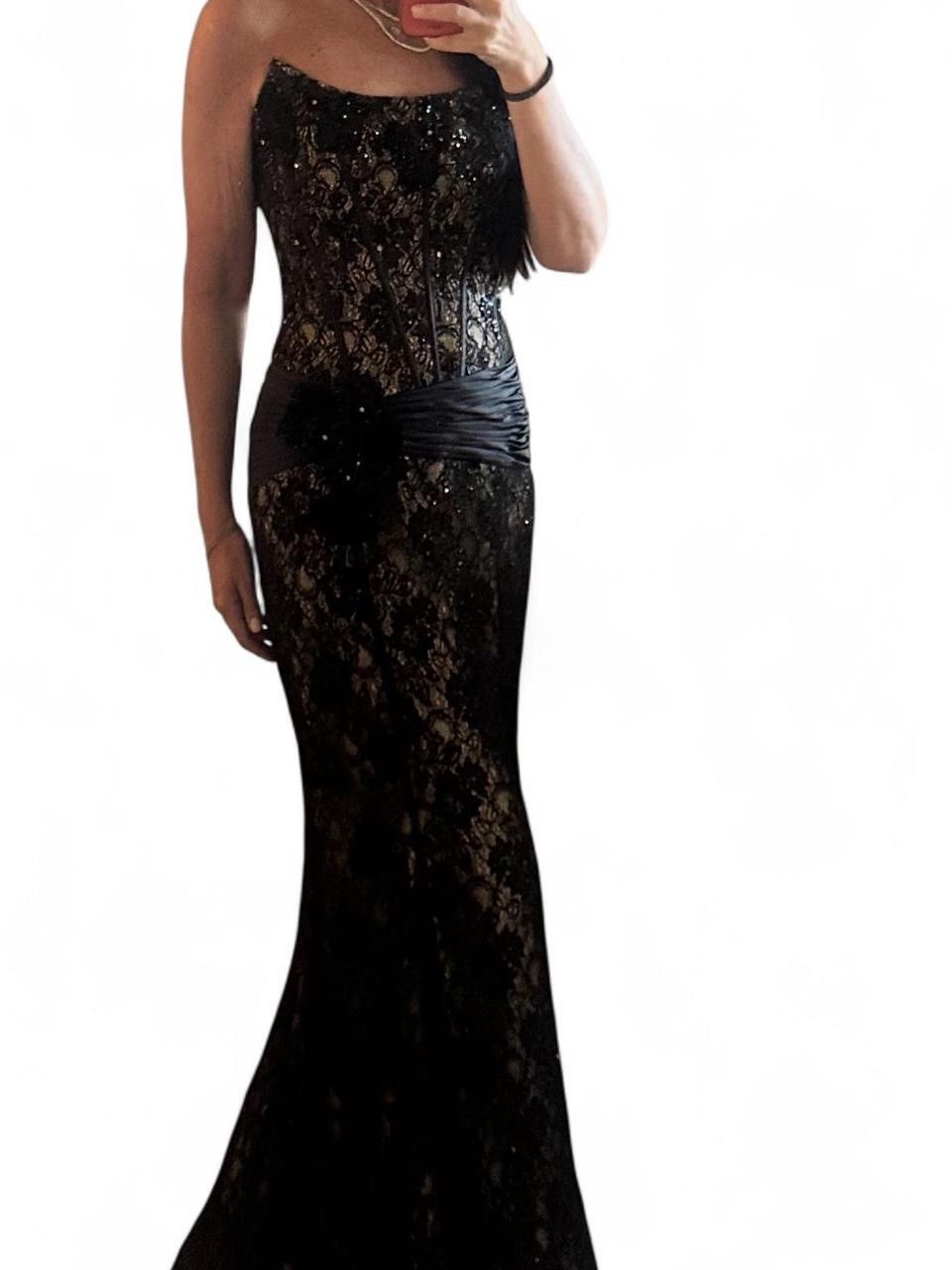 Absolutely Stunning Black Lace Boned Bustier Mermaid Gown
