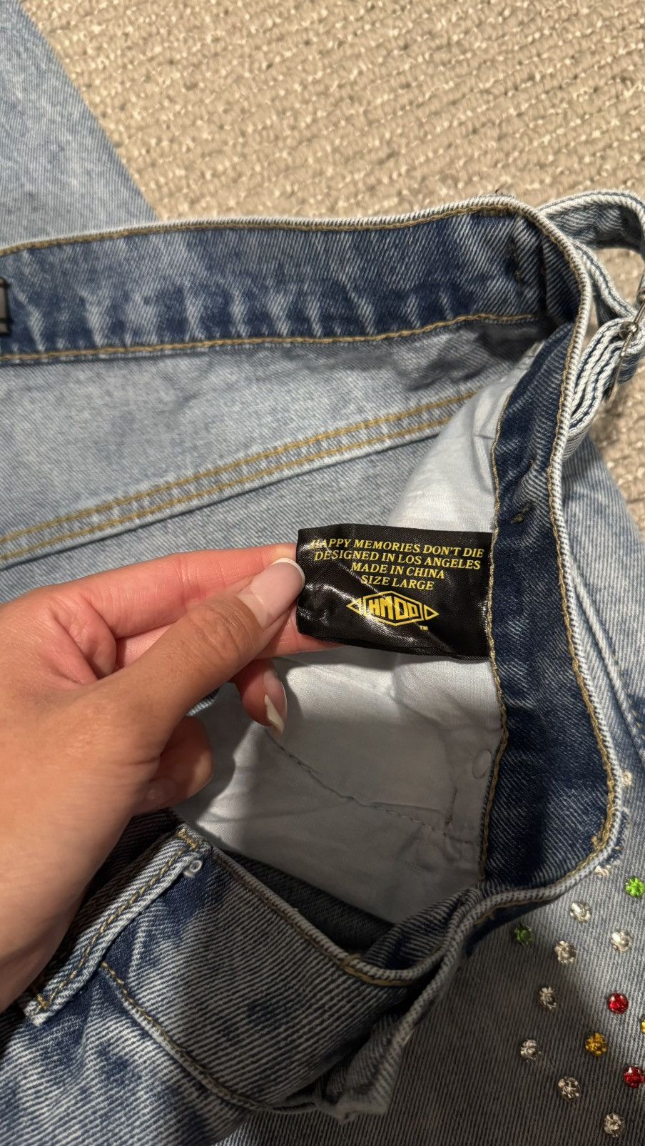 HMDD HAPPY MEMORIES DON’T DIE CRYSTAL JEANS Size US 34 / EU 50 - 9 Thumbnail