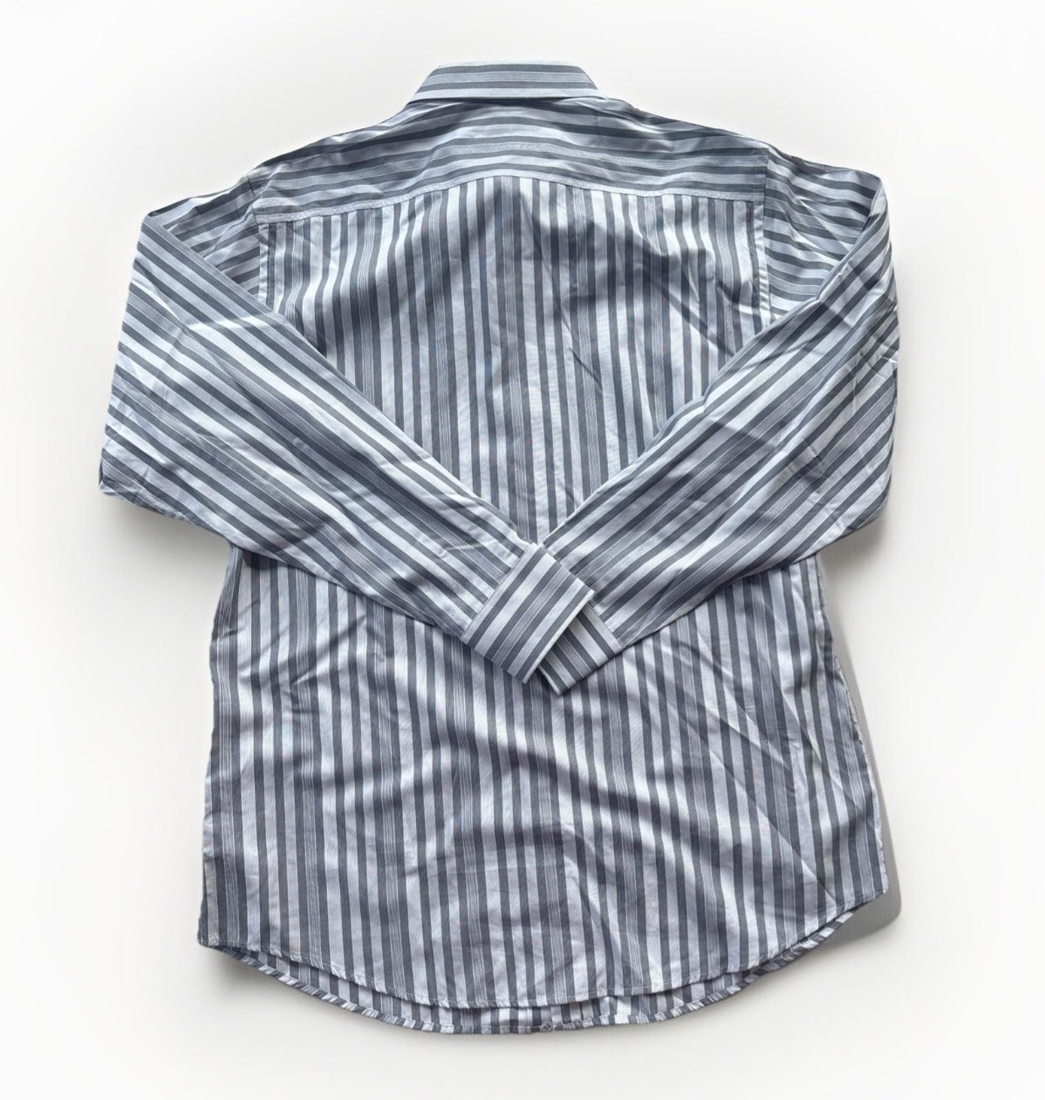 Murano Murano Men's Button Down Long Sleeve Blue Striped shirt L Size 44R - 7 Thumbnail