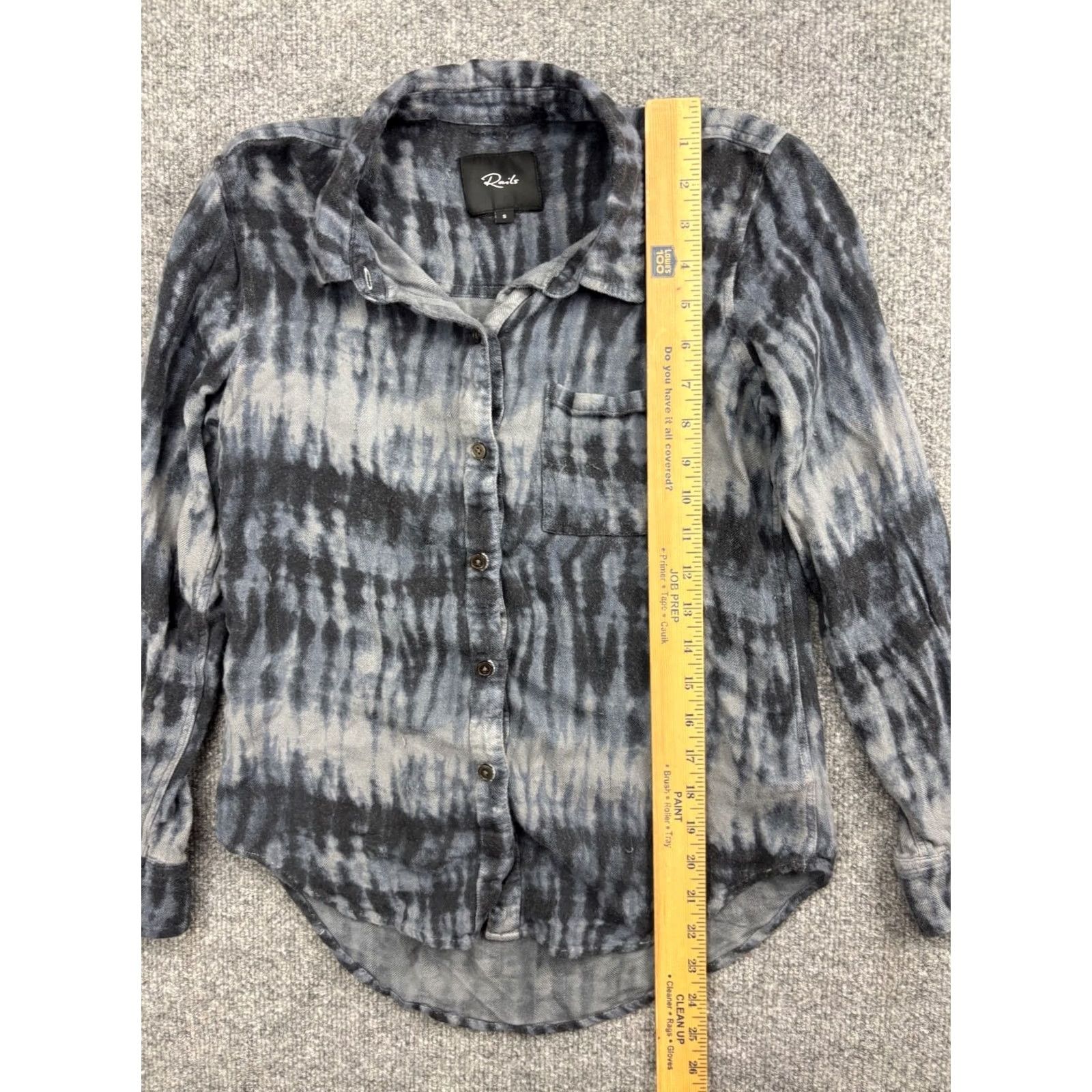 Rails Rails Button Up Shirt Women’s Small Gray Black Tie Dye Long Sleeve Pocket Shirt Size S / US 4 / IT 40 - 3 Thumbnail