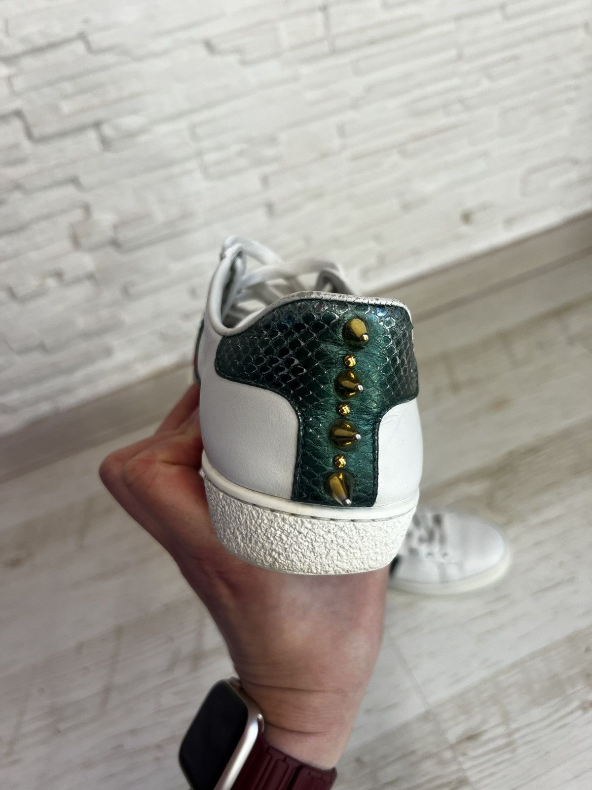 Gucci Gucci Ace Pearl Studded Leather Sneakers Size 35.5 Size US 8 / IT 38 - 11 Thumbnail