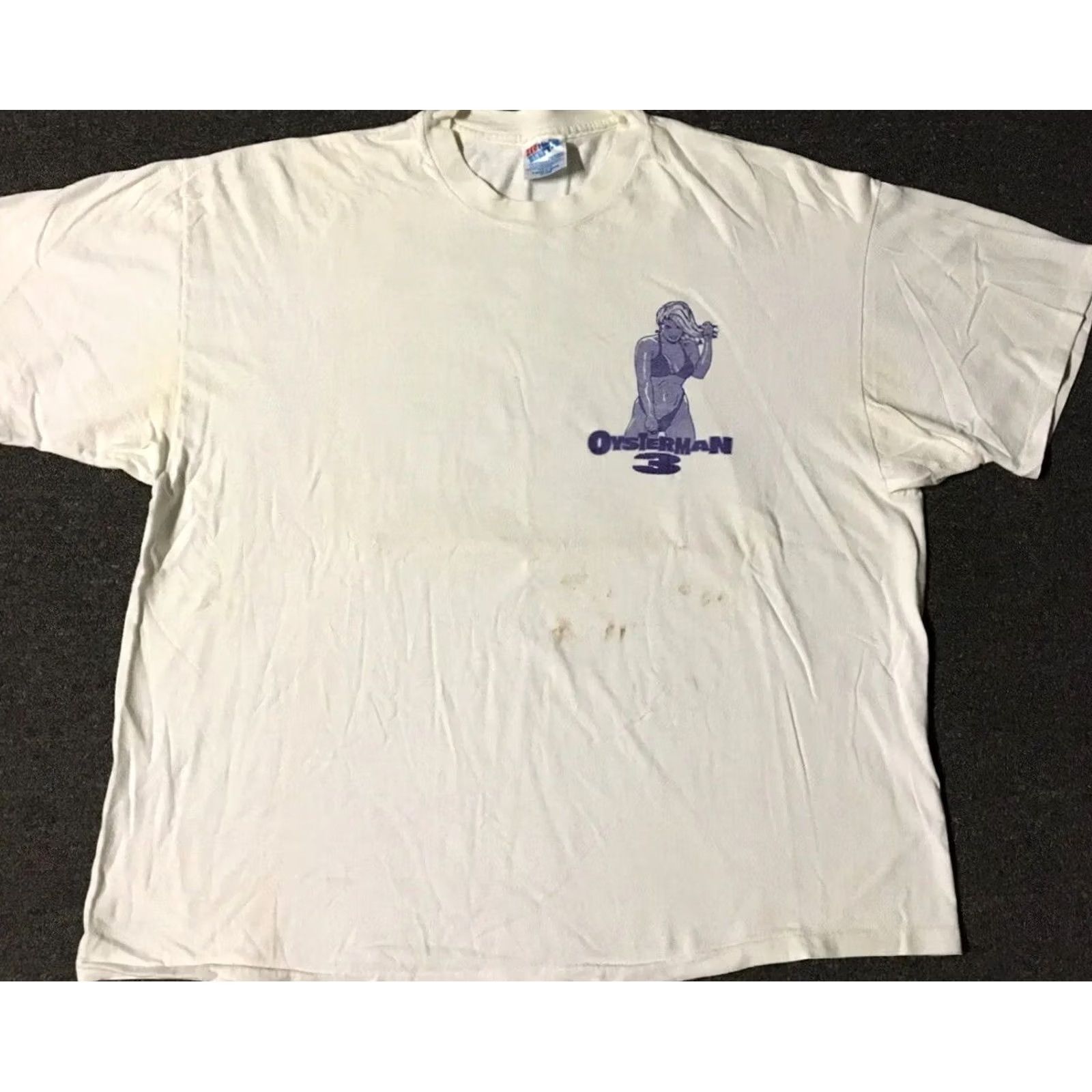 Vintage Vintage 90s Oysterman Faded Distress Shirt XXL Beer Skull Funny Racing Biker Grunge Size US XXL / EU 58 / 5 - 2 Thumbnail