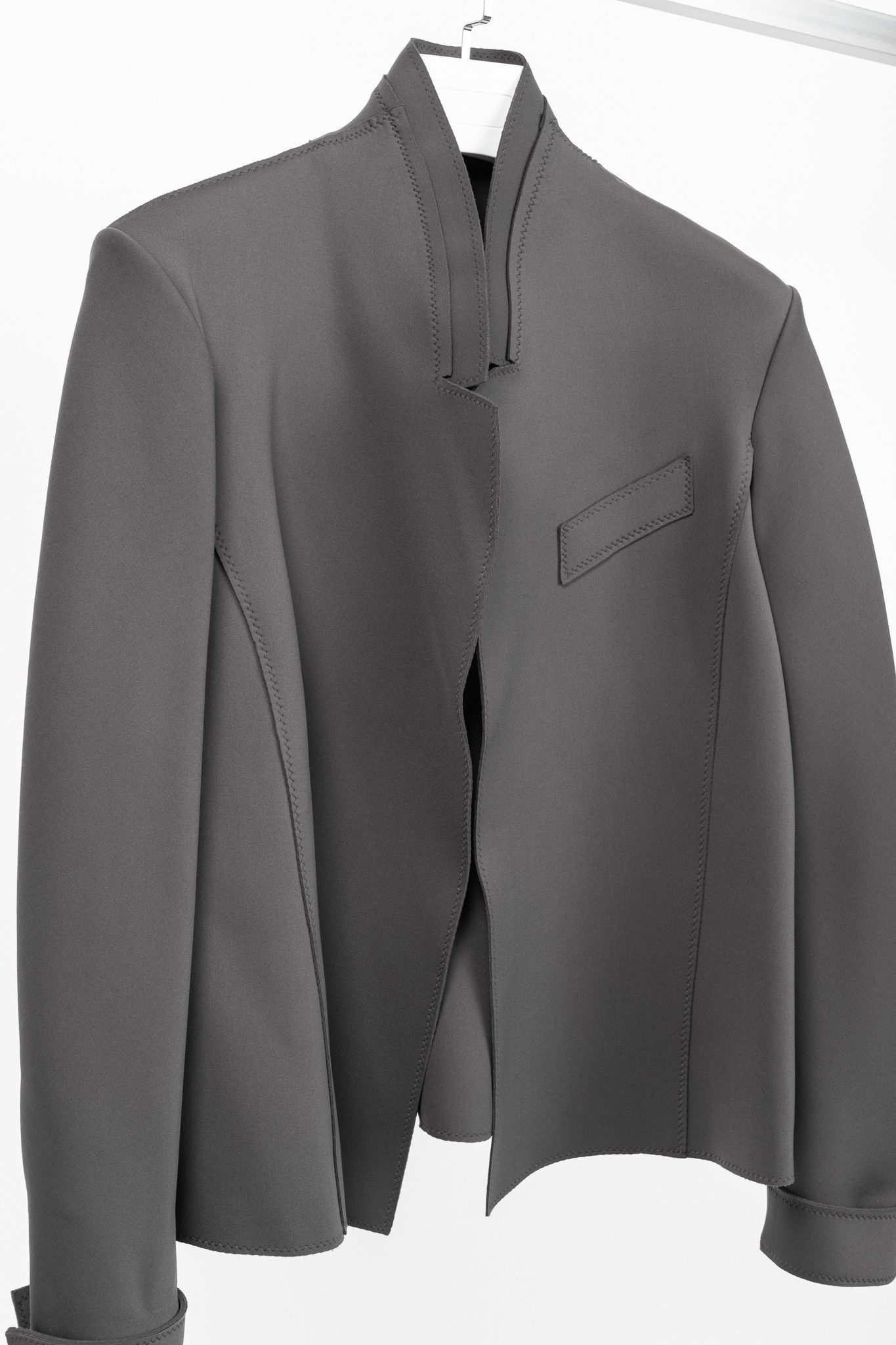 Marie Saint Pierre Marie Saint Pierre Grey Neoprene Open-Front Blazer Size L / US 10 / IT 46 - 3 Thumbnail